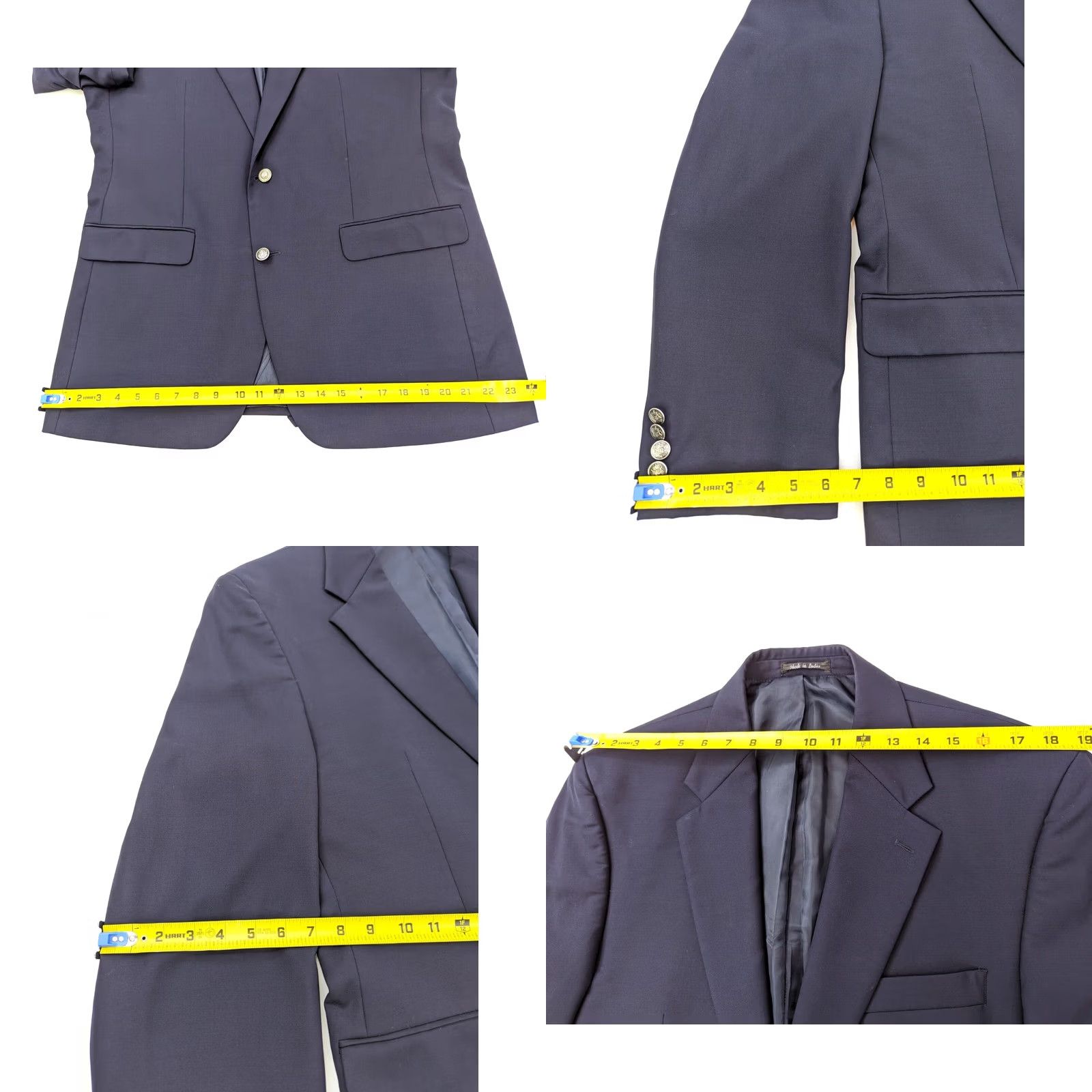 Michael Kors VINTAGE Michael Kors Navy Blue Solid Wool Blazer Mens 42 Long Jacket容量? Size 42R - 9 Thumbnail