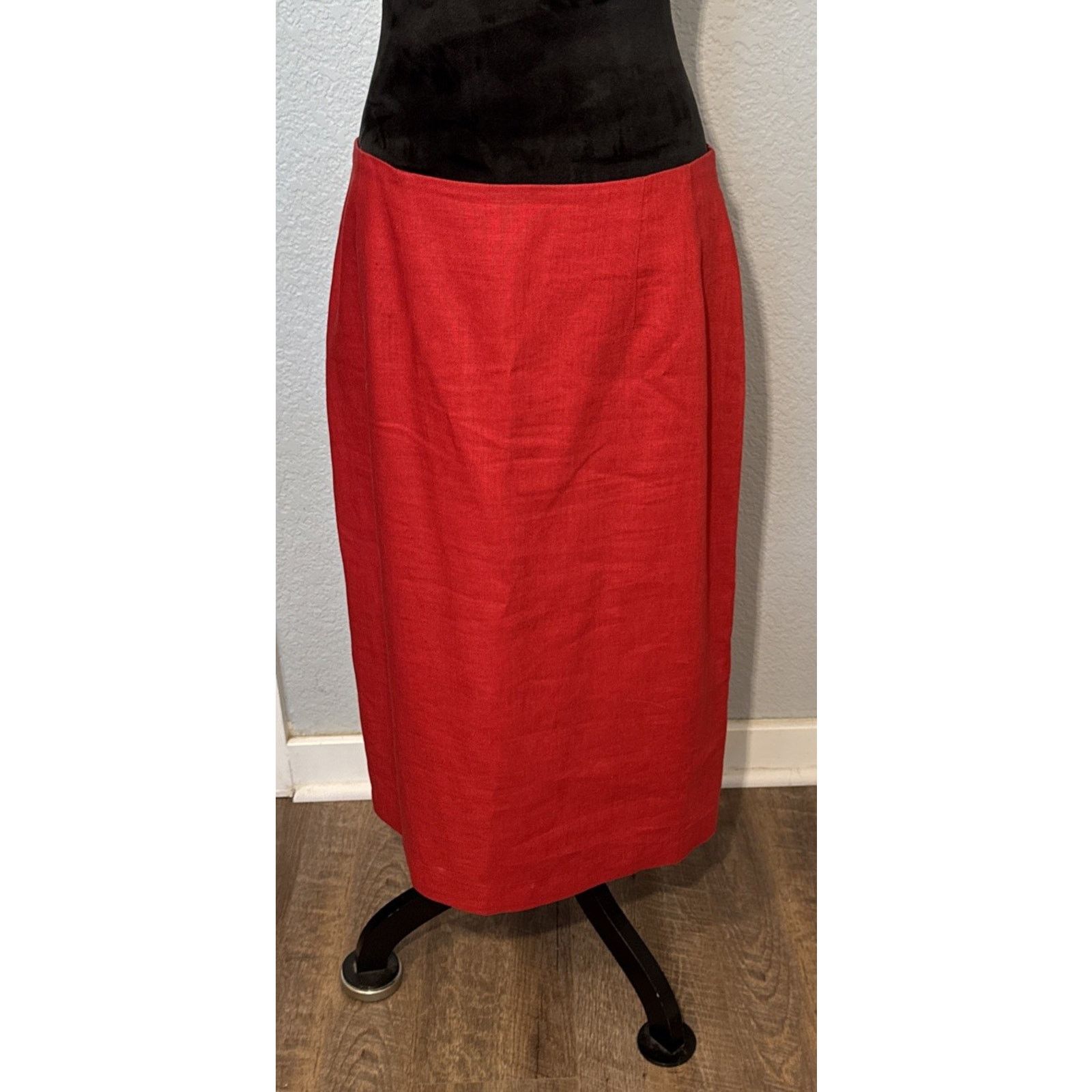 Bill Blass Vintage Bill Blass Red Crimson Skirt 100% Linen Size 14 P Size 36" / US 14 / IT 50 - 1 Thumbnail