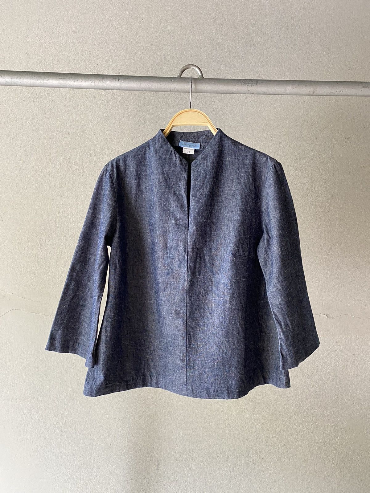 Designer Honore Mandarin Collar Linen Top Size XS / US 0-2 / IT 36-38 - 7 Thumbnail