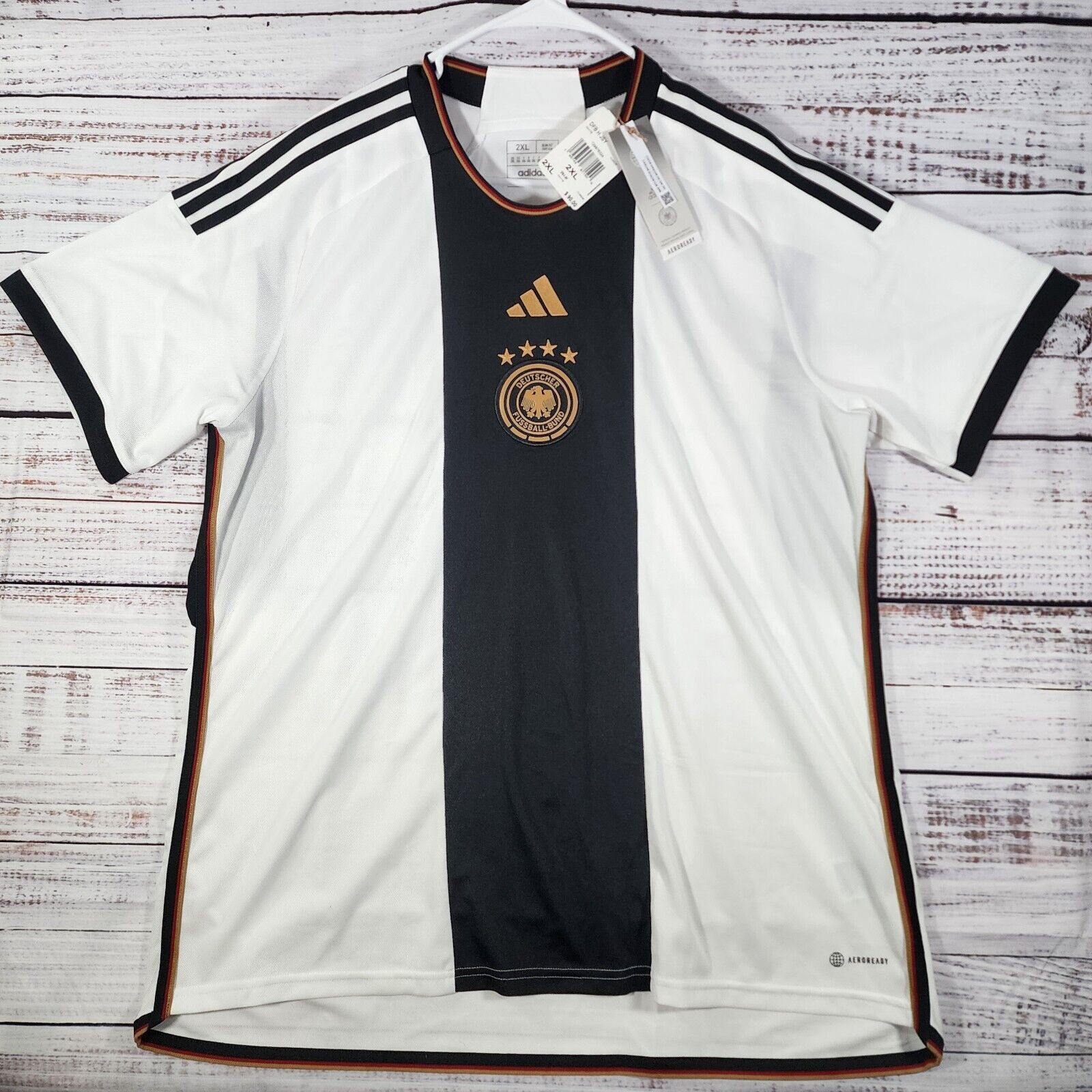 Adidas NWT Adidas German Deutscher Fussball-Bund 2X White Jersey 22 Size US XXL / EU 58 / 5 - 1 Thumbnail