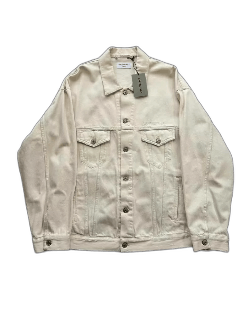 Balenciaga Balenciaga Beige Destroyed Denim Jacket-2505 Size US M / EU 48-50 / 2 - 1 Thumbnail