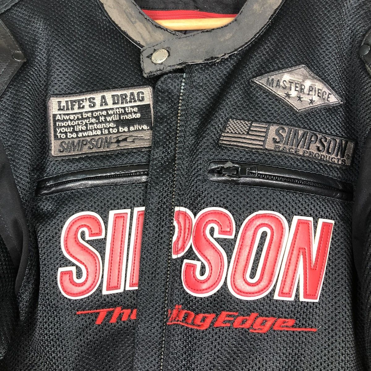 Japanese Brand 🔥VINTAGE RACING BIKER JACKET SIMPSON BIG LOGO SPELL OUT Size US L / EU 52-54 / 3 - 18 Thumbnail