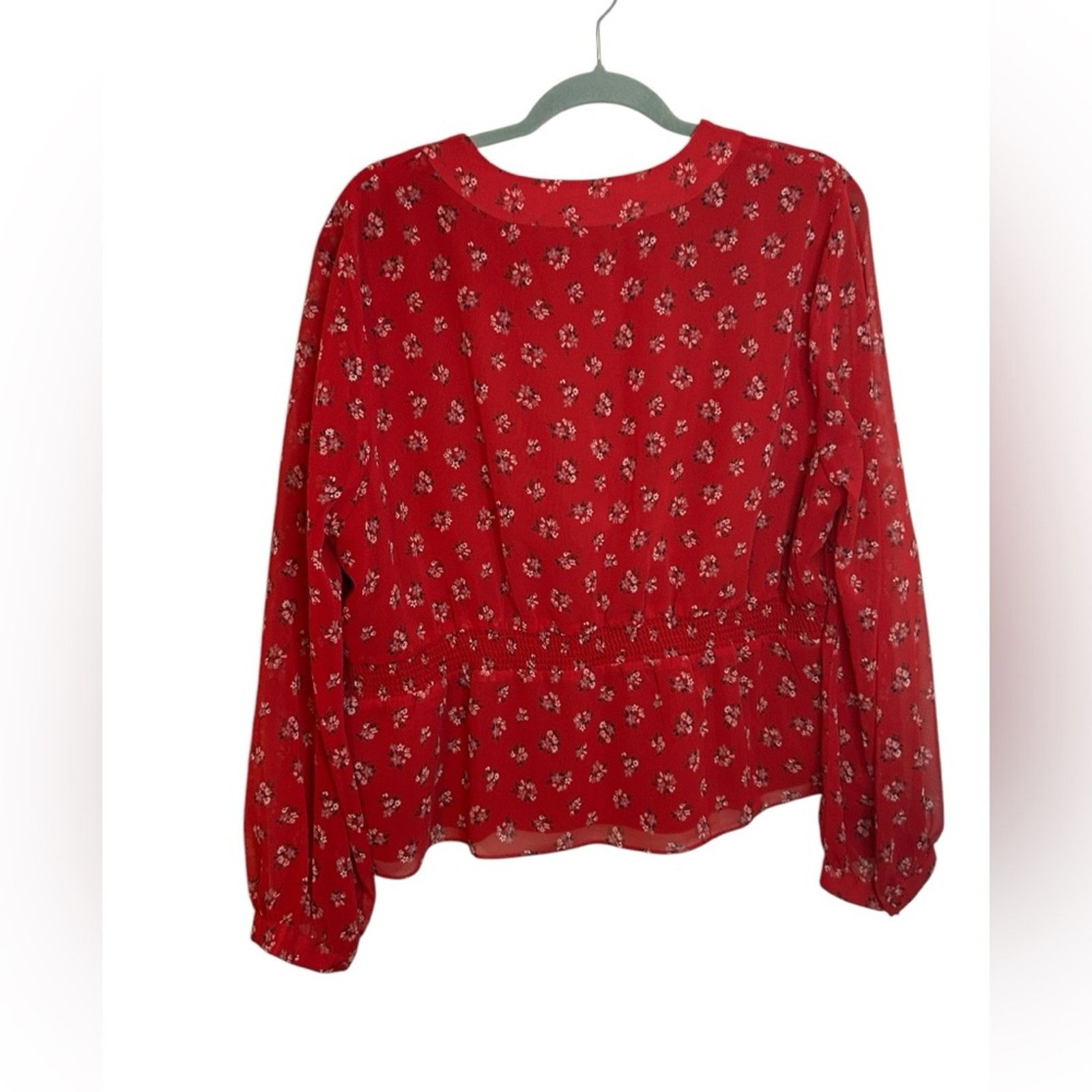 Madewell Madewell Little Lillies V-Neck Peplum Top Size XXL / US 16-18 / IT 52-54 - 2 Thumbnail