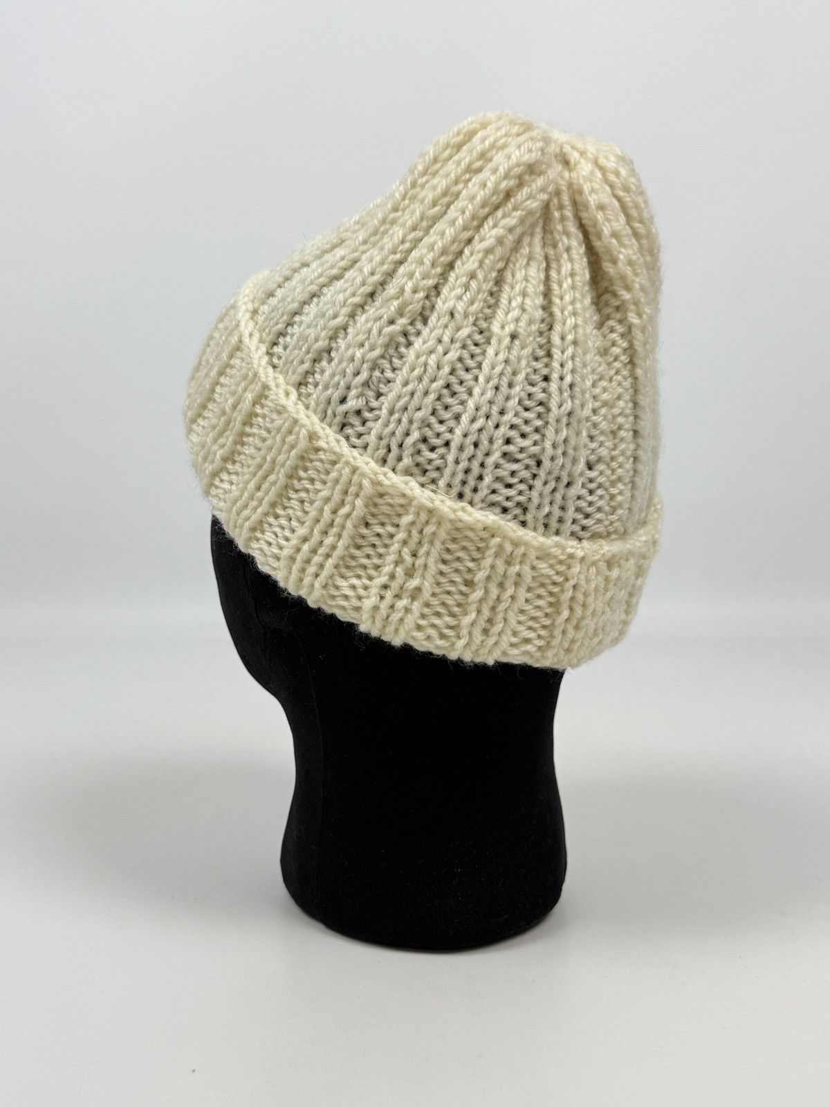 Vintage 60s 70s Vintage Aran Knit Fisherman Chunky Cuff Beanie Hat Size ONE SIZE - 3 Thumbnail