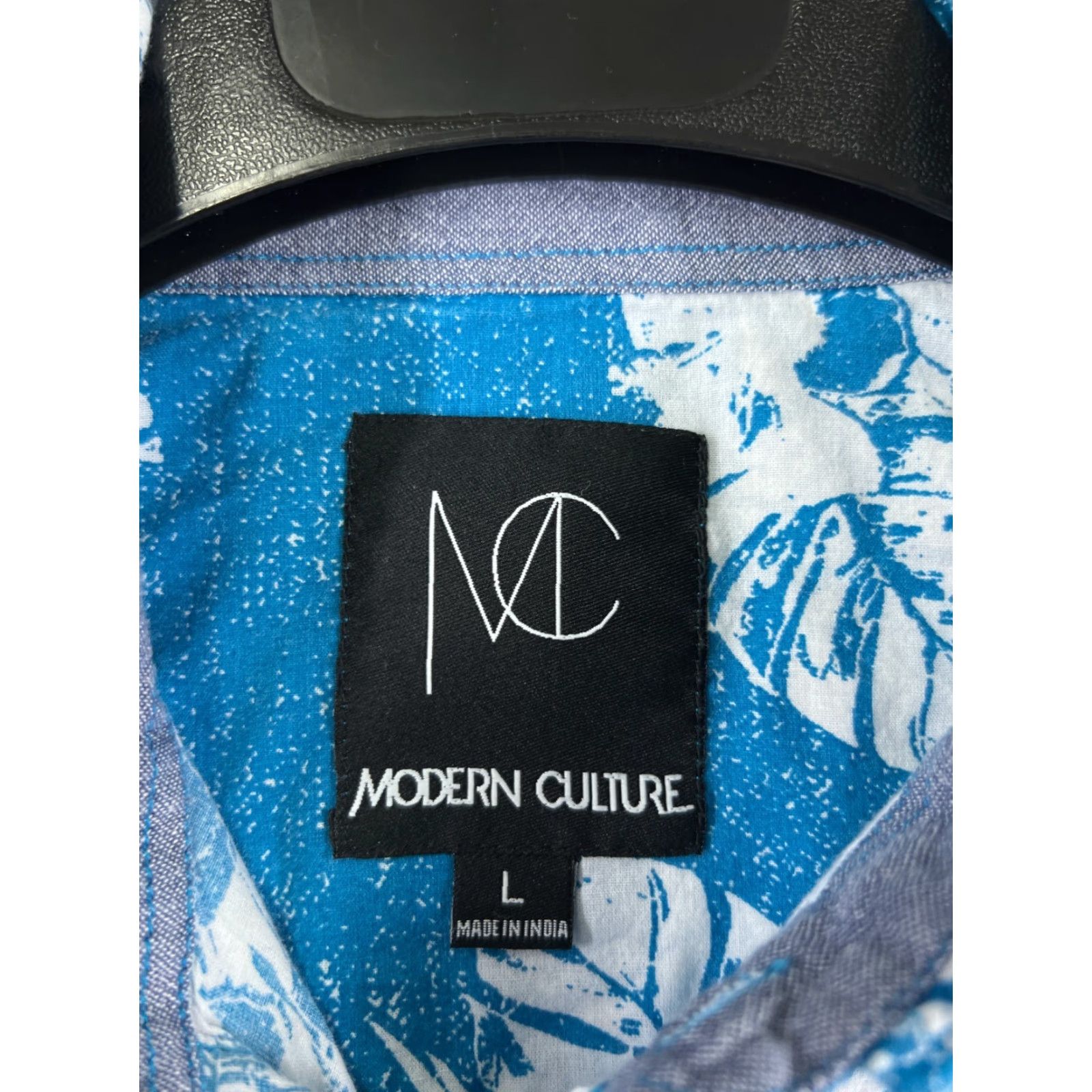 Vintage Modern Culture Shirt Mens XL Blue Floral Palm Print Hawaiian Cotton Size US XL / EU 56 / 4 - 3 Thumbnail