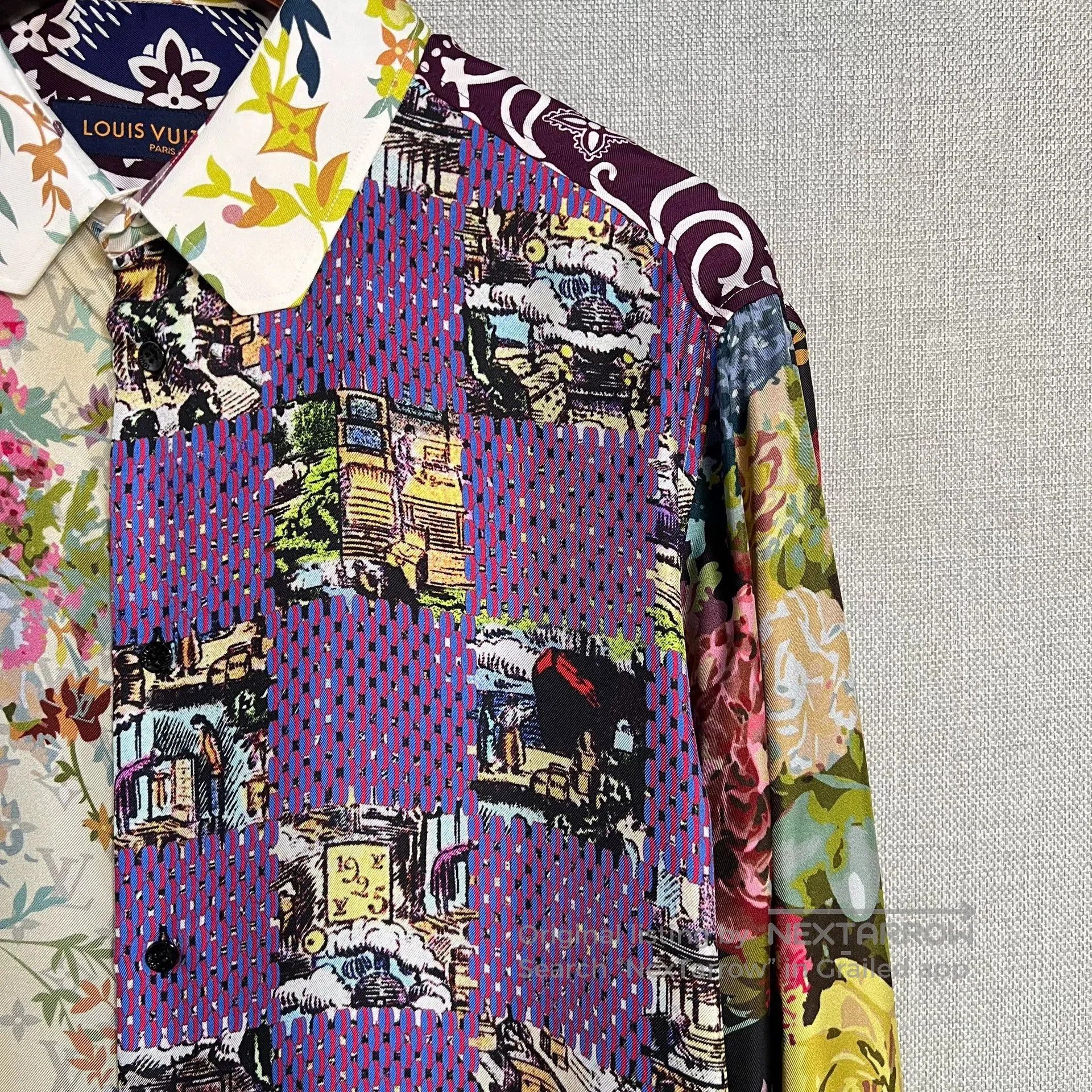 Louis Vuitton Louis Vuitton Floral Monogram Silk Shirt. Size L / US 10 / IT 46 - 3 Thumbnail