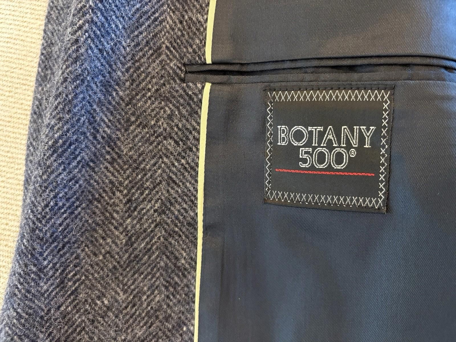 Botany 500 VTG Botany 500 Blue Herringbone 100% Lambswool Blazer 41R Size 42R - 4 Thumbnail