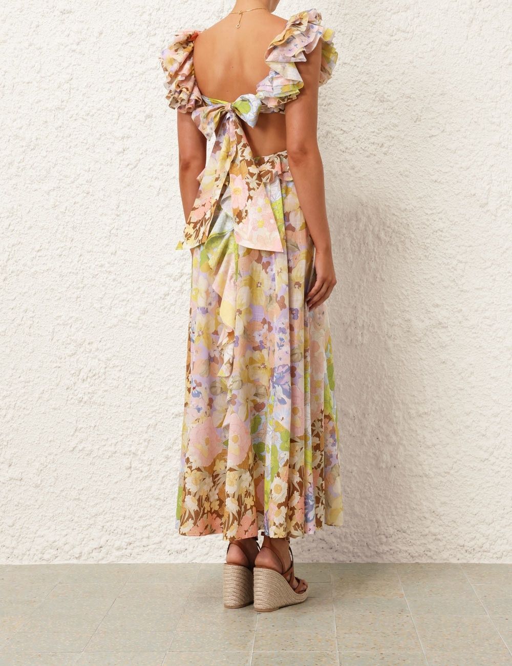 Zimmermann oc11z0525 Pop Ruffle Sleeve Midi Dress in Multicolor Size XS / US 0-2 / IT 36-38 - 4 Thumbnail