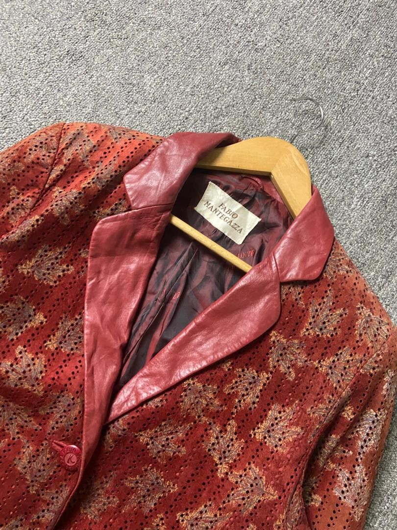 Japanese Brand Fabio Mantegazza Textured Leather Blazer (183) Size US XS / EU 42 / 0 - 10 Thumbnail
