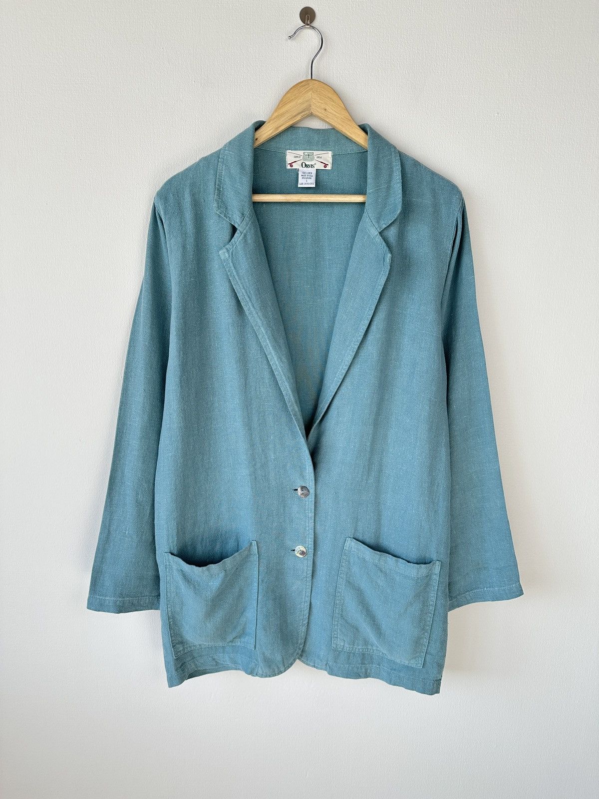 Orvis ORVIS Vintage 100% Linen made in USA Blue Blazer Jacket S Size S / US 4 / IT 40 - 1 Thumbnail