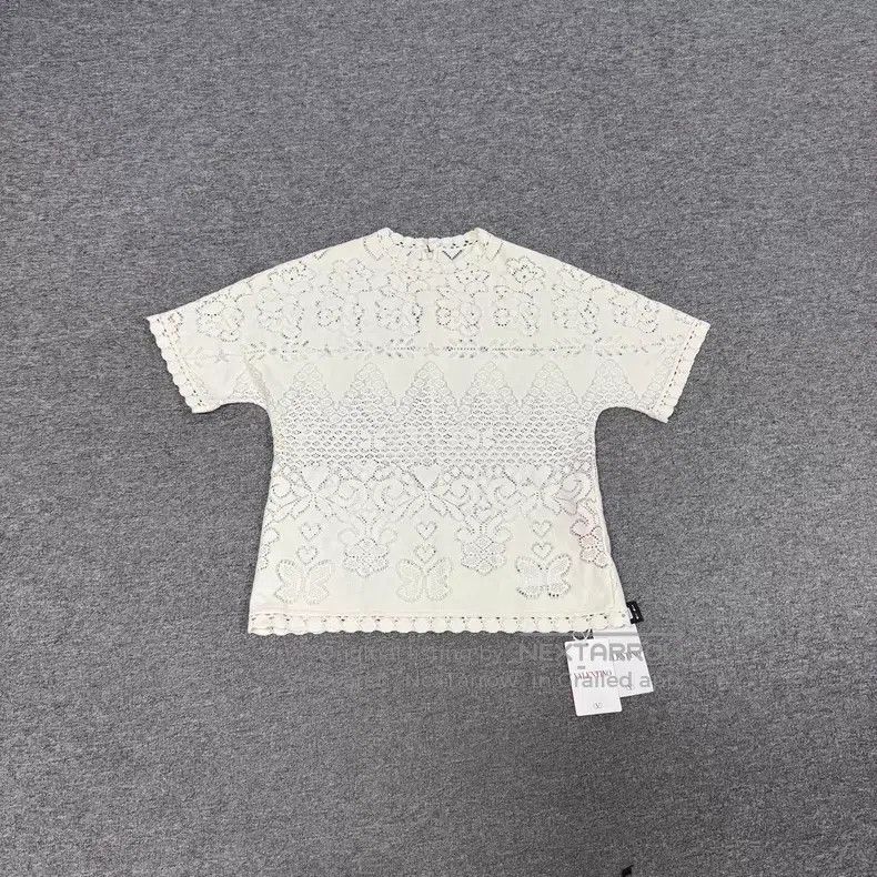 Valentino Valentino Off-white cut-out lace short-sleeved top Size S / US 4 / IT 40 - 1 Thumbnail