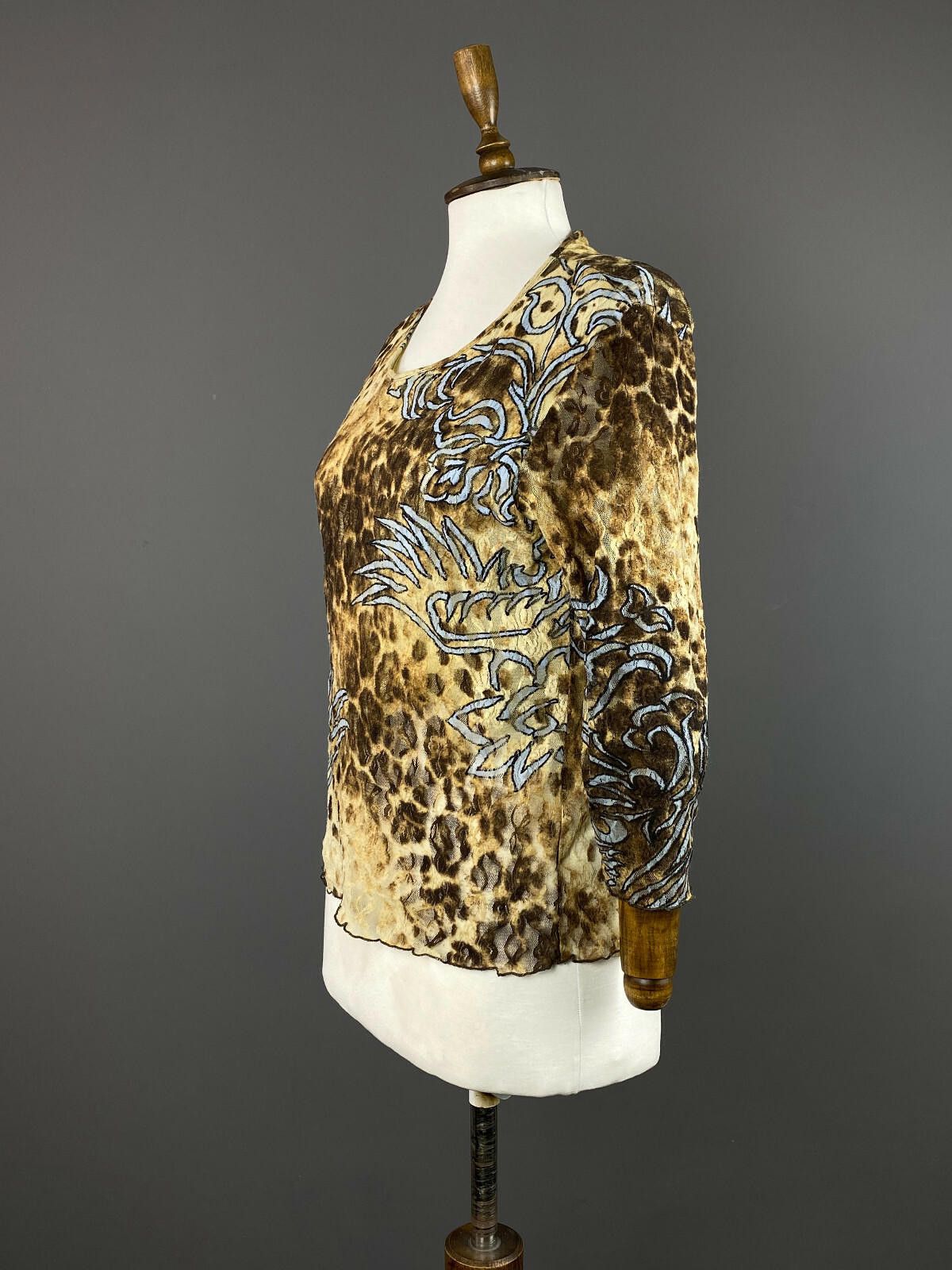 Designer Elisa Cavaletti Leopard Floral Print Nylon Shirt Size XL / 4 Size XL / US 12-14 / IT 48-50 - 4 Thumbnail