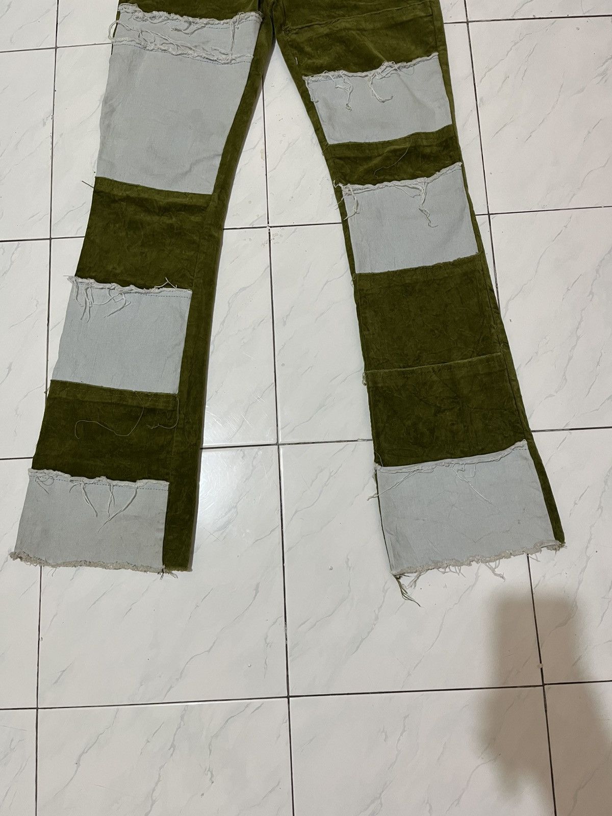 Japanese Brand 🔥 Akira Denim Flare Patchwork Corduroy Pants Size US 30 / EU 46 - 3 Thumbnail
