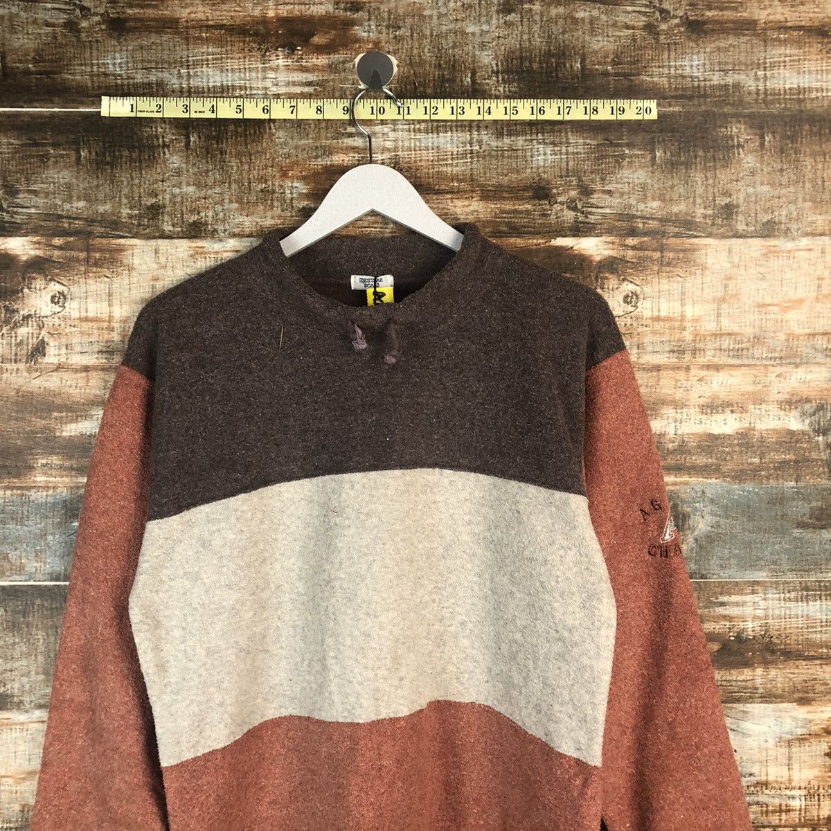 Homespun Knitwear × Japanese Brand × OVER THE STRiPES Messange Board Stripe Browm Knitwear #A2268 Size M / US 6-8 / IT 42-44 - 2 Thumbnail