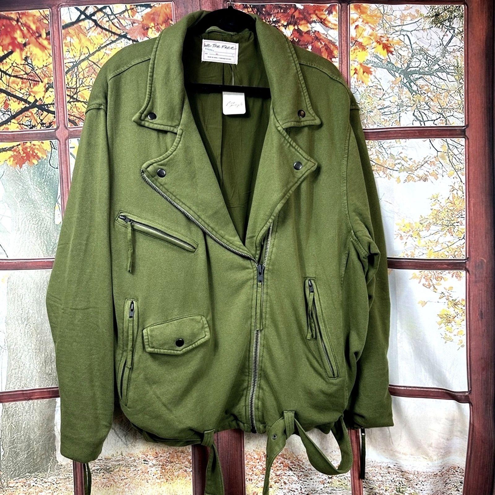 Free People Free People Rebel Knit Oversized Moto Jacket Green - size XL Size XL / US 12-14 / IT 48-50 - 6 Thumbnail