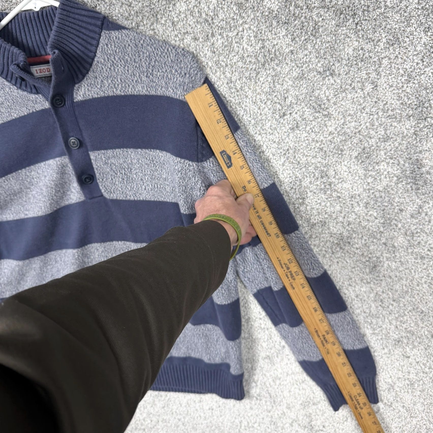 Izod Izod Mens L Blue Gray Stripe Mock Neck Henley Sweater Size US L / EU 52-54 / 3 - 3 Thumbnail