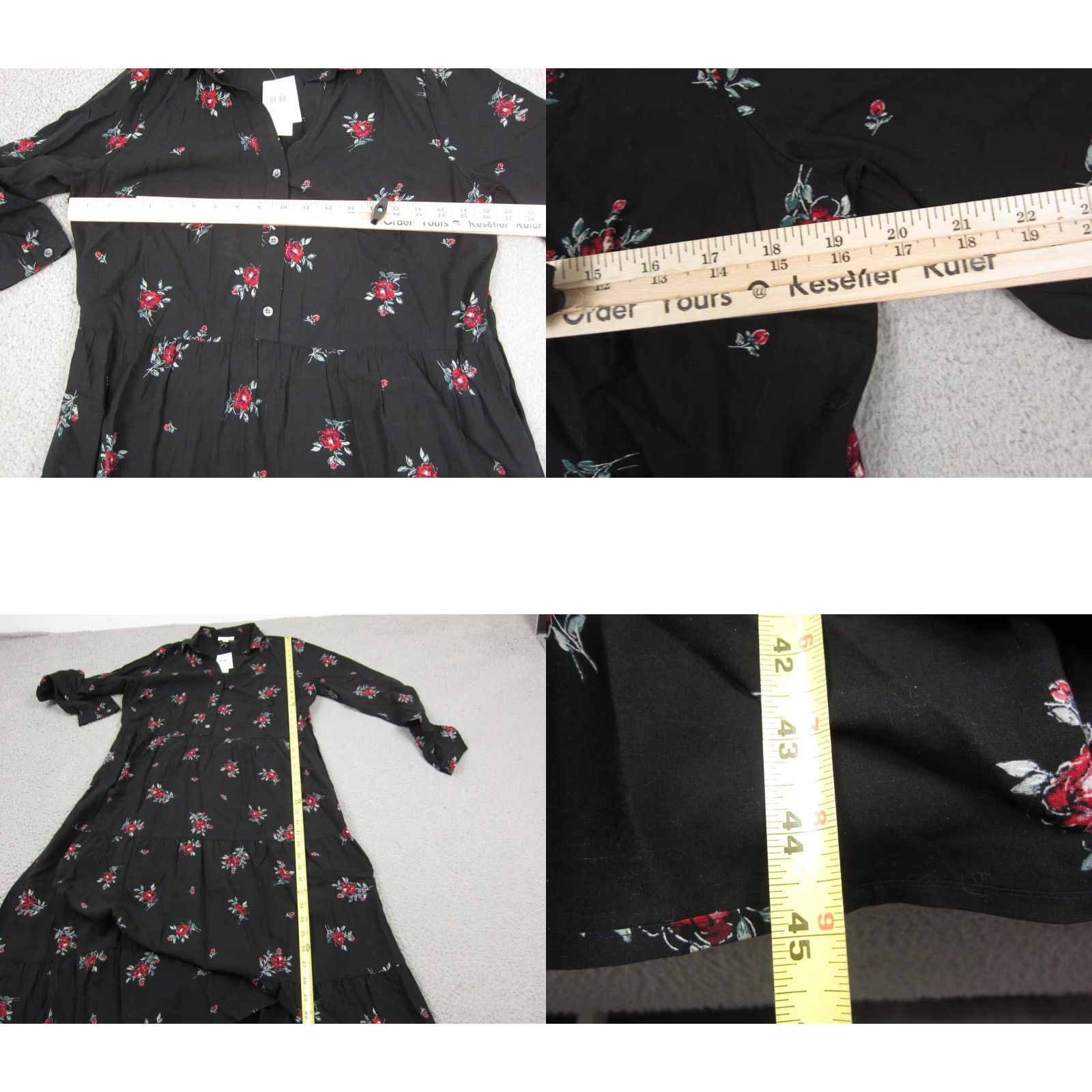 J. Jill J.Jill Shirt Dress Womens Medium Tall MT Black Floral Midi Long Sleeve NWT Size M / US 6-8 / IT 42-44 - 8 Thumbnail