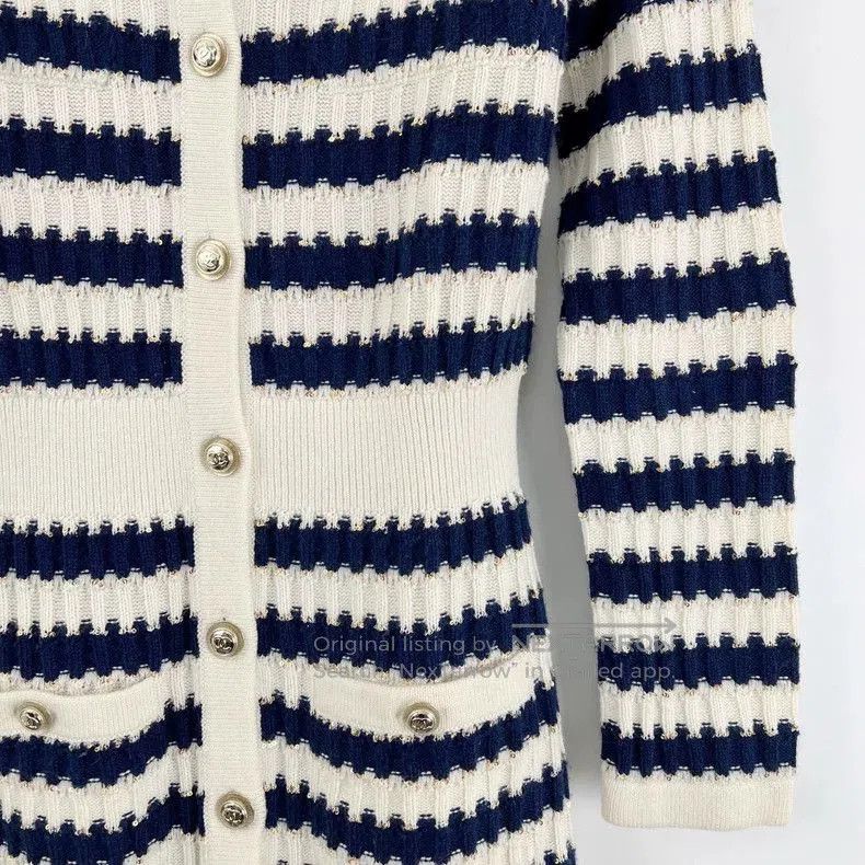 Chanel Chanel Blue White Stripe Sequin Knit Dress. Size US 34 / EU 50 - 6 Thumbnail