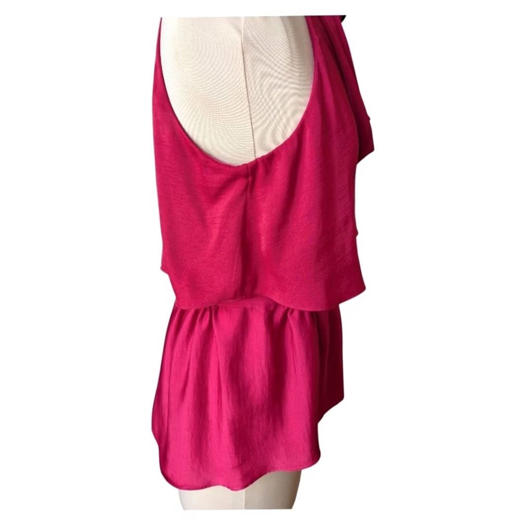 Bcbgmaxazria BCBGMAXAZRIA Blouse Halter Sleeveless Satin Pink Peplum Bow Tie Neck Womens M Size M / US 6-8 / IT 42-44 - 3 Thumbnail