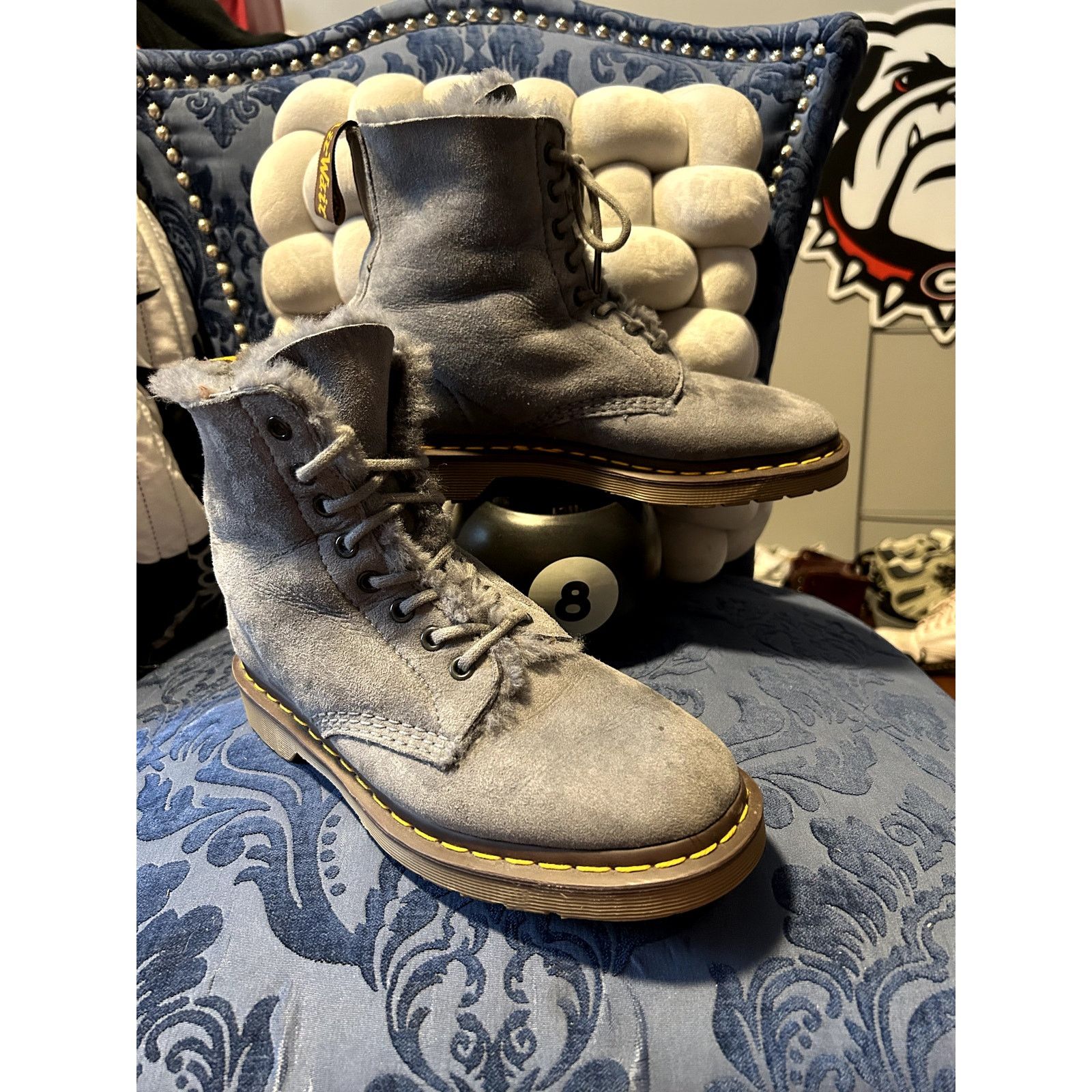 Dr. Martens Dr Martens Dove Grey Suede Faux Fur Lined Size 7/EU 38 Size US 7 / IT 37 - 1 Thumbnail