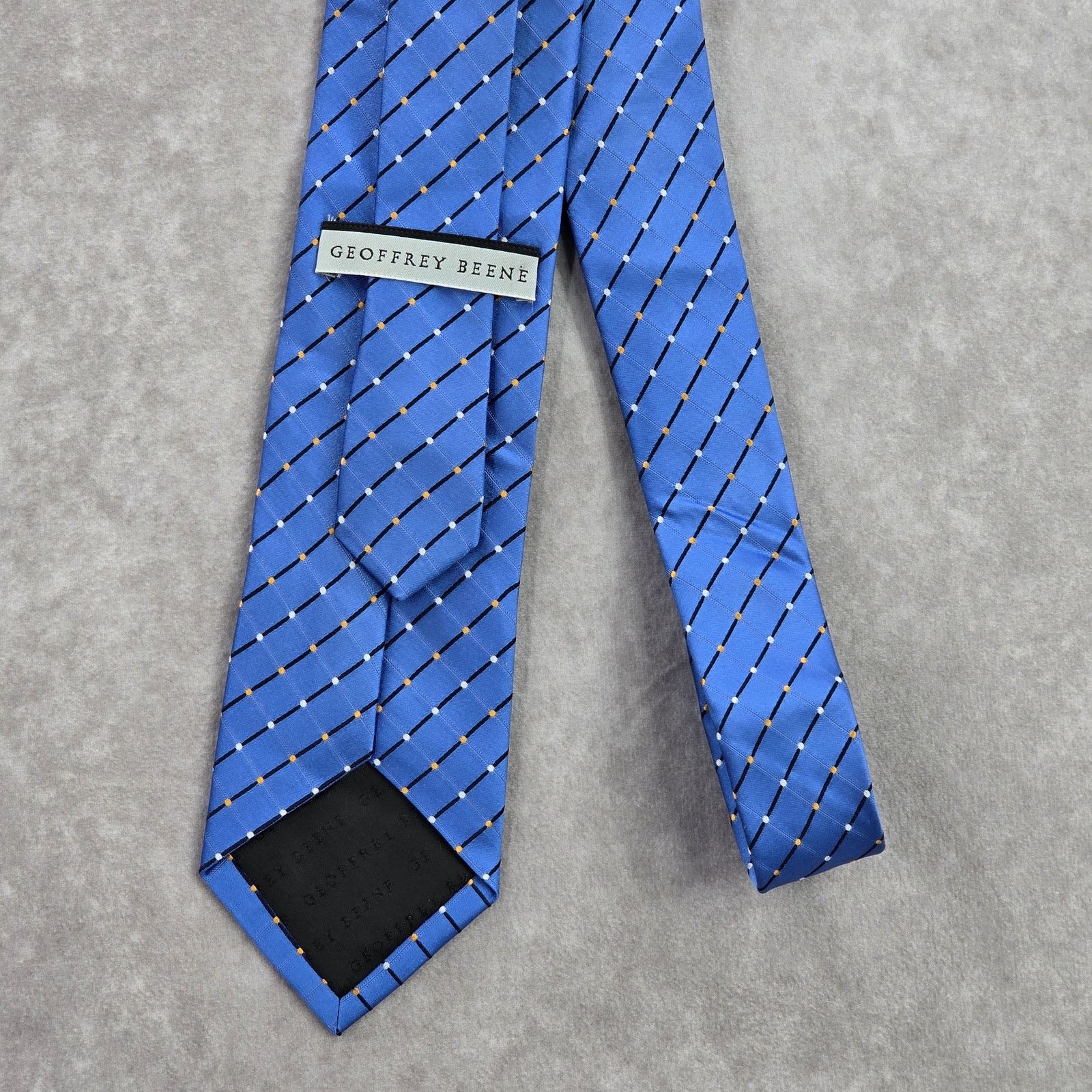 Geoffrey Beene Geoffrey Beene Blue Plaid Stripe Polka Dot Silk Neck Tie Men Size 30 - 3 Thumbnail