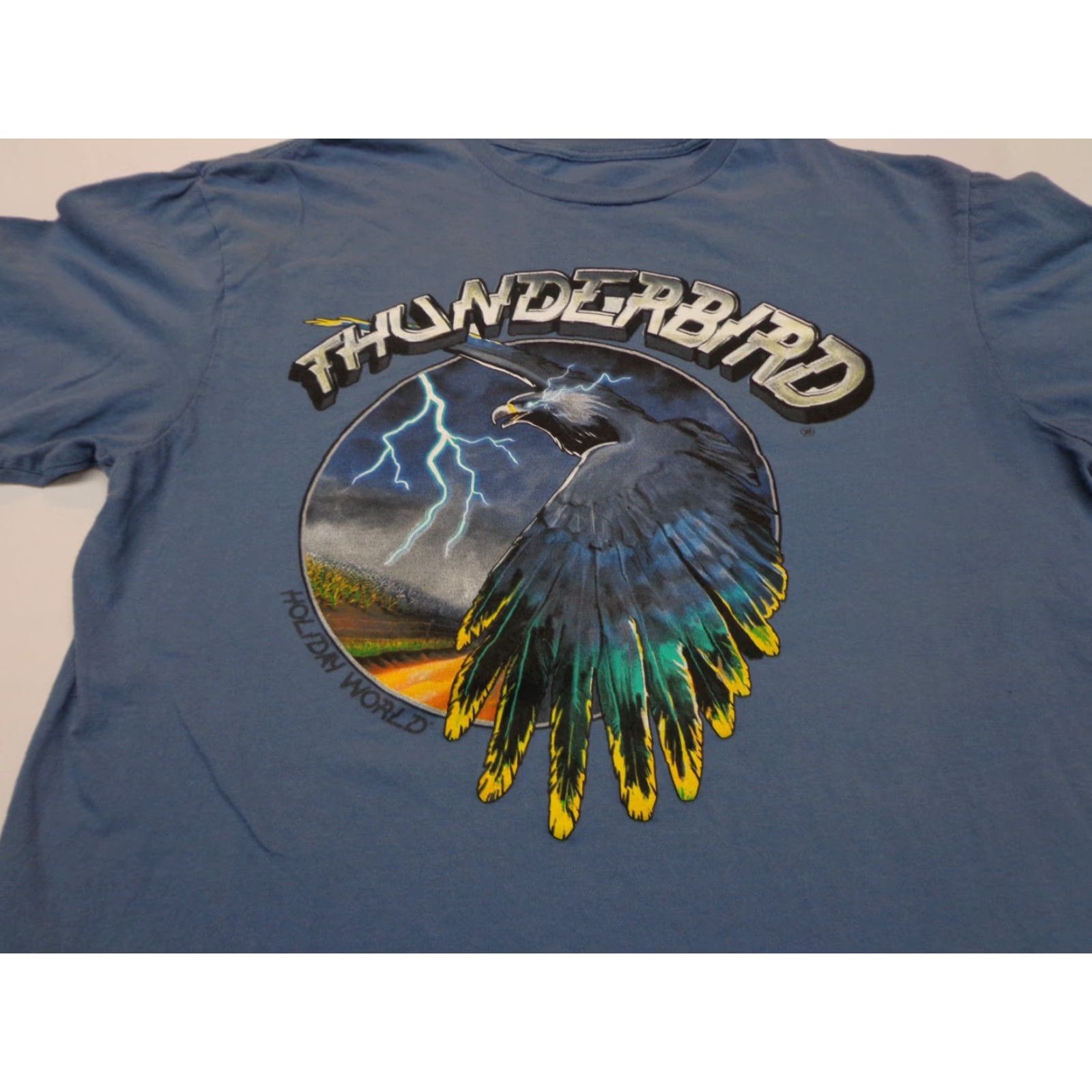 Vintage Holiday World Thunderbird Rollercoaster T Shirt Large Unisex Adults Blue Size US L / EU 52-54 / 3 - 2 Thumbnail