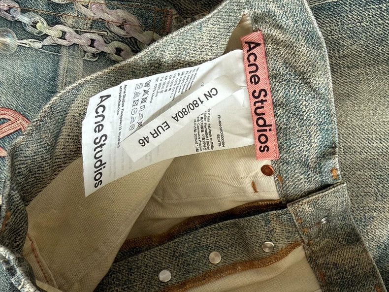 Acne Studios acne studios Chain 3d printed vintage made old wide-leg jea Size US 30 / EU 46 - 2 Thumbnail