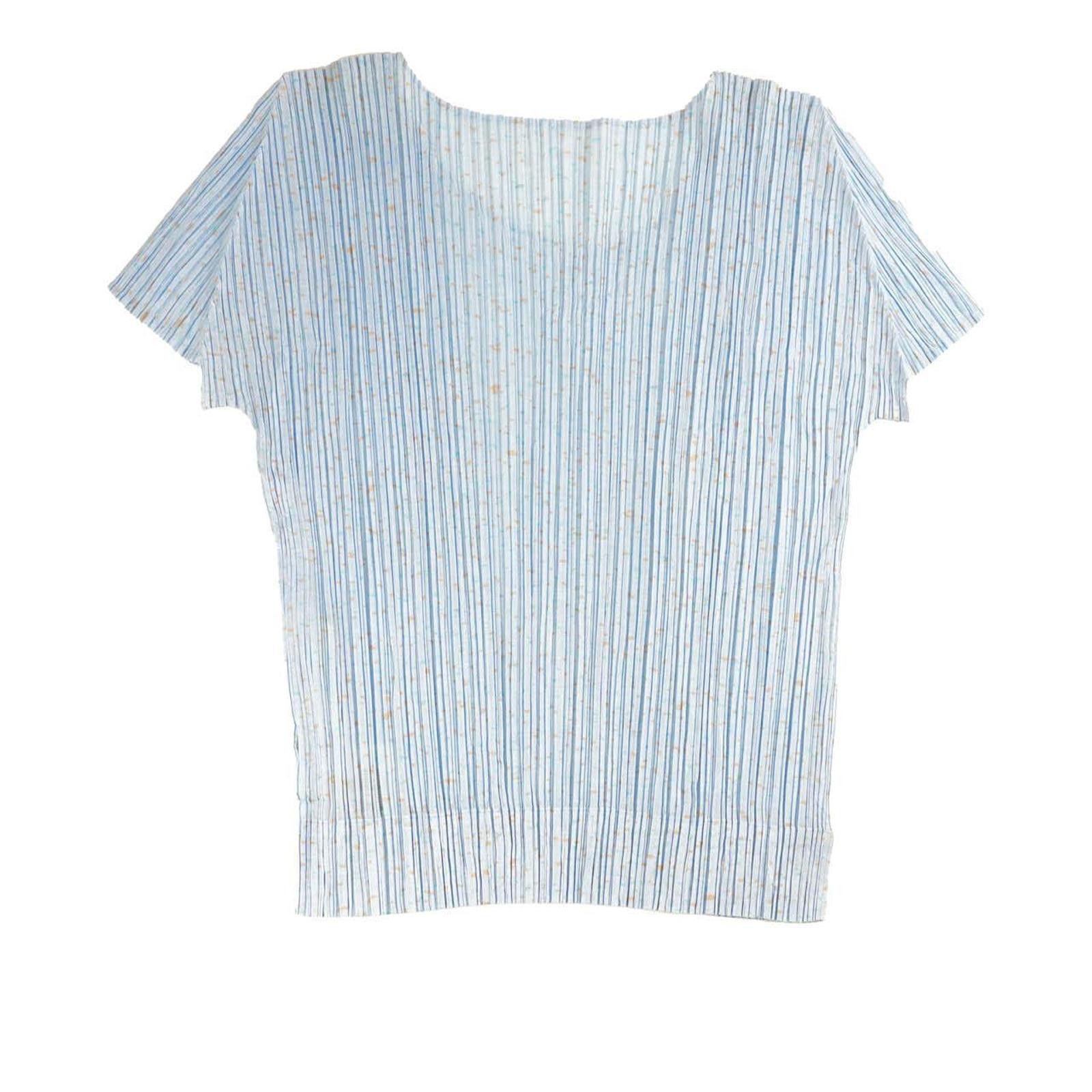 Issey Miyake (M) PLEATS PLEASE by ISSEY MIYAKE Pastel Blue Top Size M / US 6-8 / IT 42-44 - 2 Thumbnail