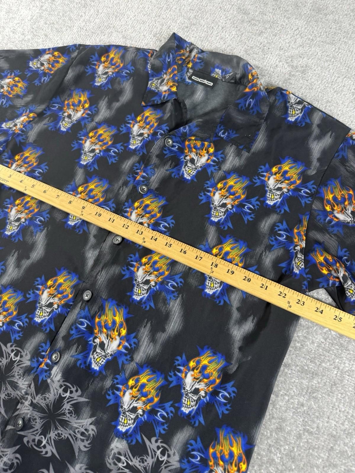 Other Vintage Odo Y2K Grunge Button Up Shirt Flames Skulls Large Size US L / EU 52-54 / 3 - 3 Thumbnail