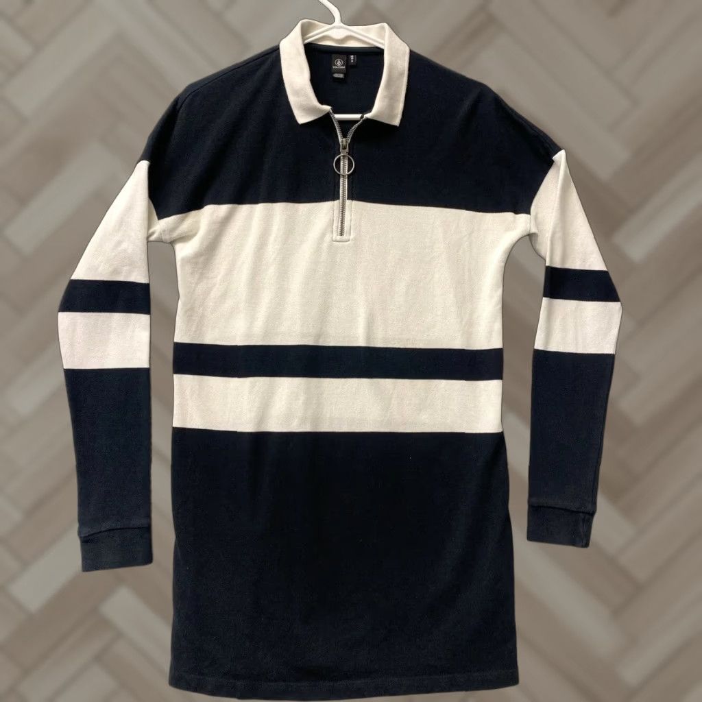 Volcom Volcom Women's Shirt Dress XS Long Sleeve Black White Striped Casual Spring Summer Size XS / US 0-2 / IT 36-38 - 1 Thumbnail