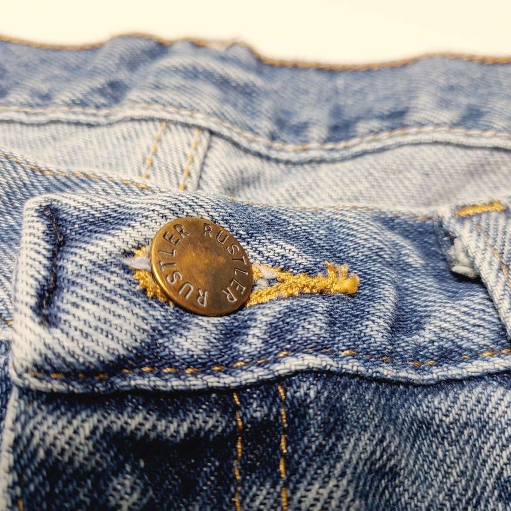 Denime Rustler Jeans Men 31x30 Blue Denim Distressed Faded 100% Cotton Casual 90's Size US 31 - 6 Thumbnail