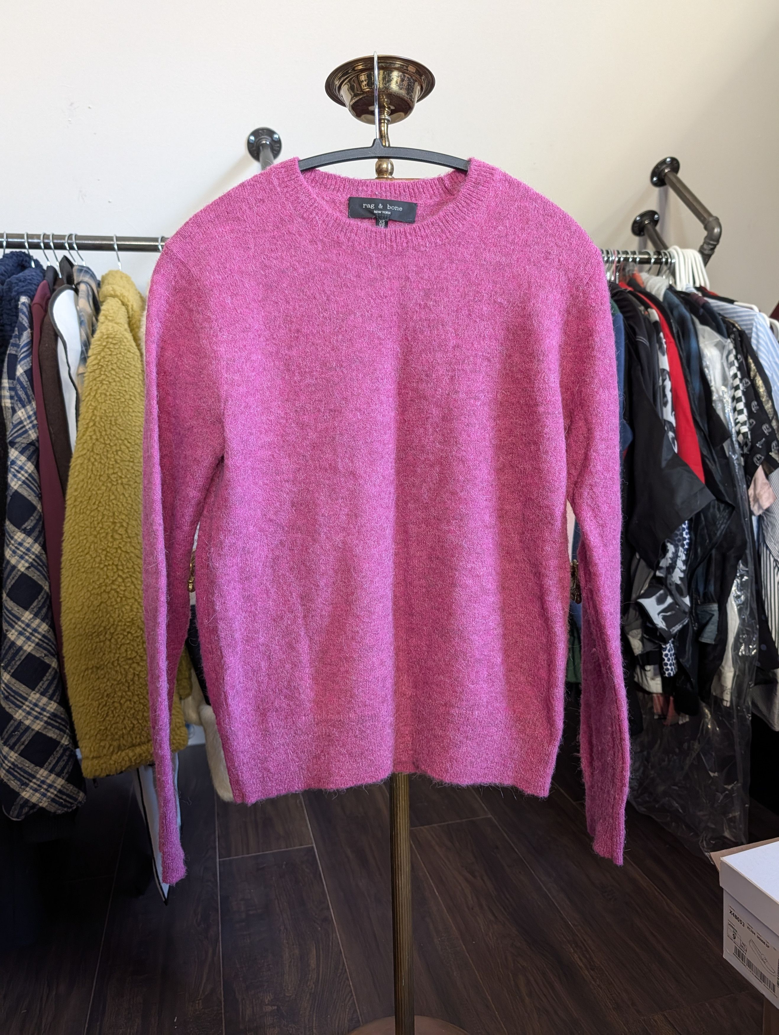 Rag & Bone ALPACA Fuzzy Knit Pink Rock N Roll Sweater XS Size US XS / EU 42 / 0 - 1 Thumbnail