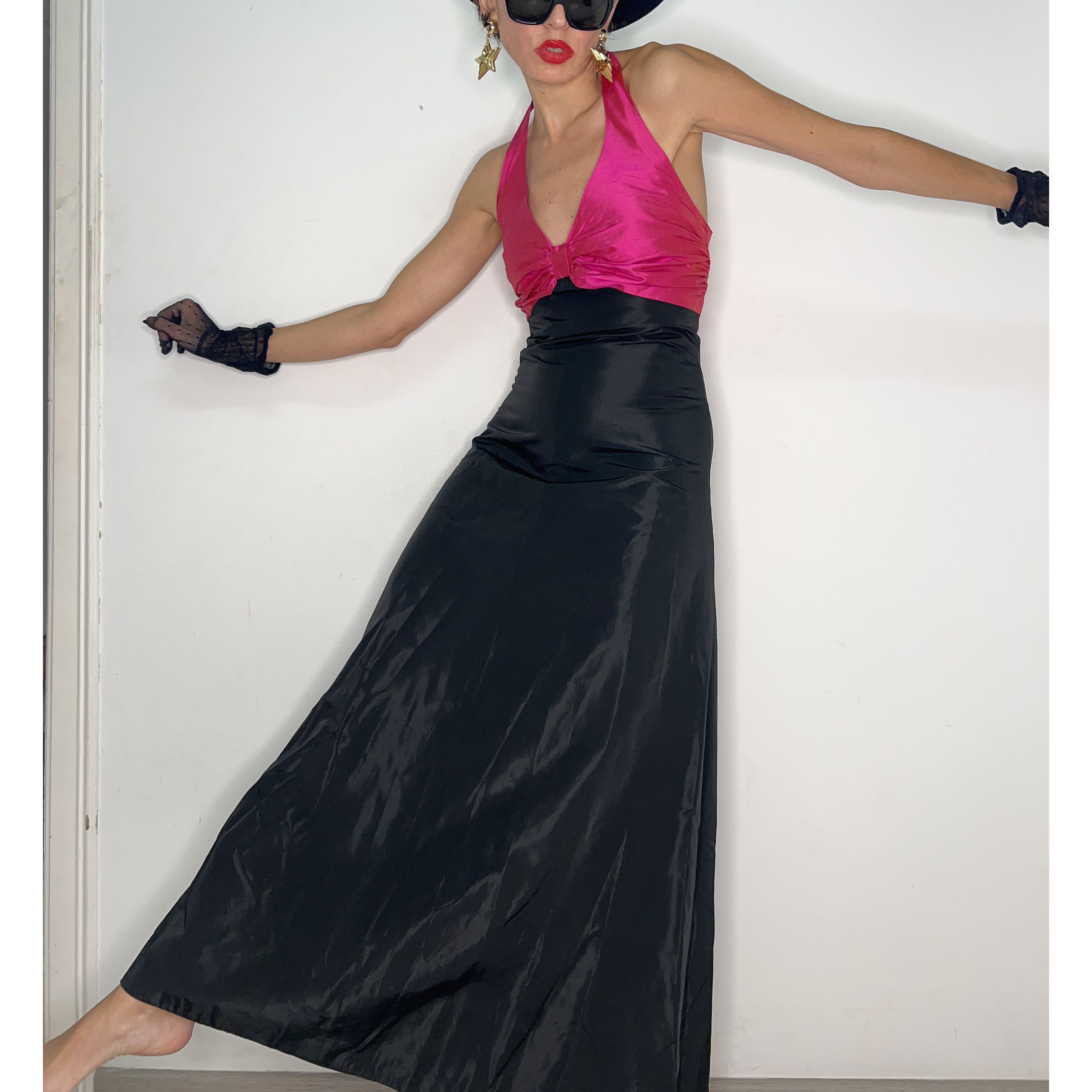 Vintage Vintage taffeta halter backless maxi dress Size M / US 6-8 / IT 42-44 - 5 Thumbnail