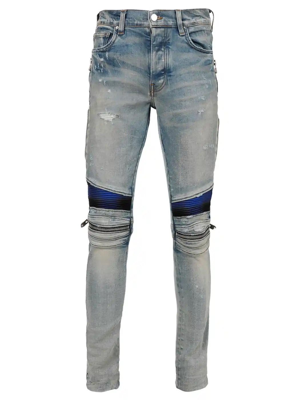 image of Amiri Plaid Mx2 Clay Indigo Jeans in Blue, Men's (Size 33)