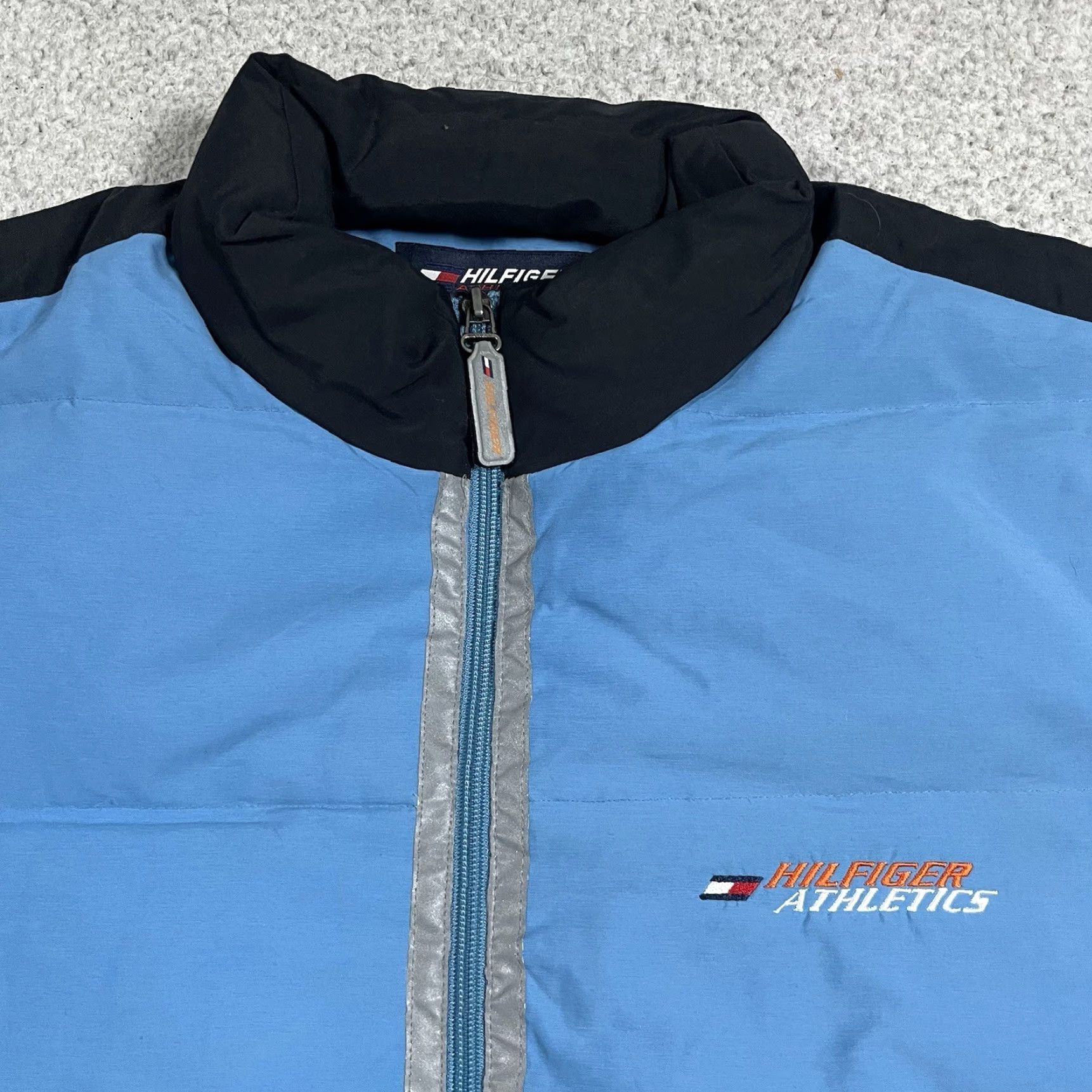 Tommy Hilfiger VINTAGE Tommy Hilfiger Jacket Mens L Blue 3M Stripe Puffer Coat 90s Goose Down Size US L / EU 52-54 / 3 - 5 Thumbnail