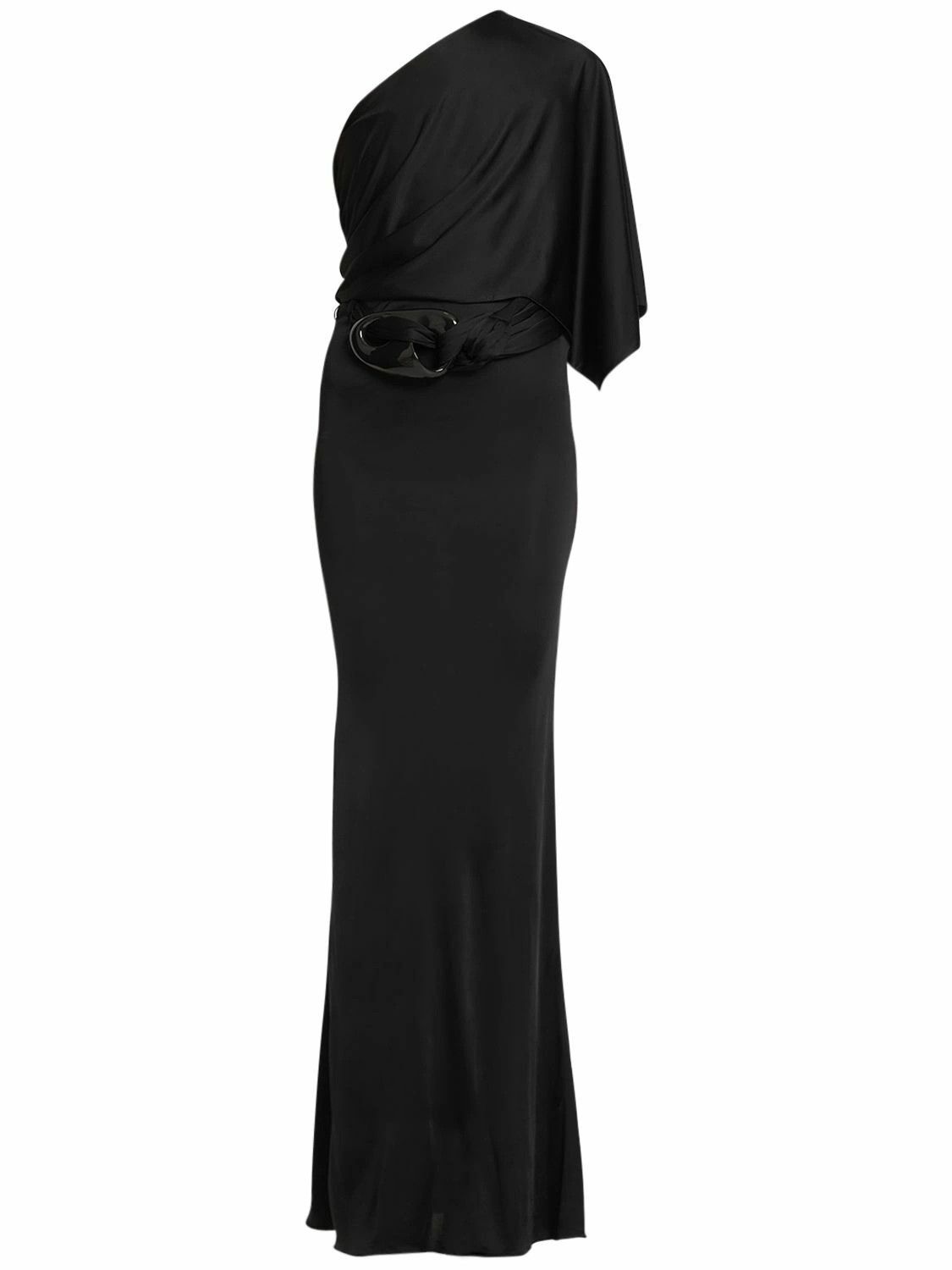 Tom Ford o1w1db10225 ABJ675 Belted One Shoulder Long Dress in Black Size M / US 6-8 / IT 42-44 - 1 Thumbnail