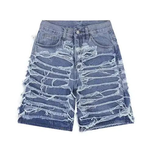 Vintage damaged fade ripped punk shorts Size US 34 / EU 50 - 1 Thumbnail