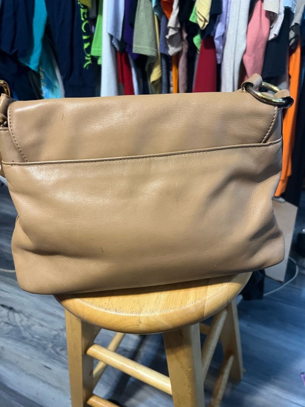 Lord & Taylor Women's Lord & Taylor Tan Leather Shoulder Bagu in Size ONE SIZE - 12 Thumbnail