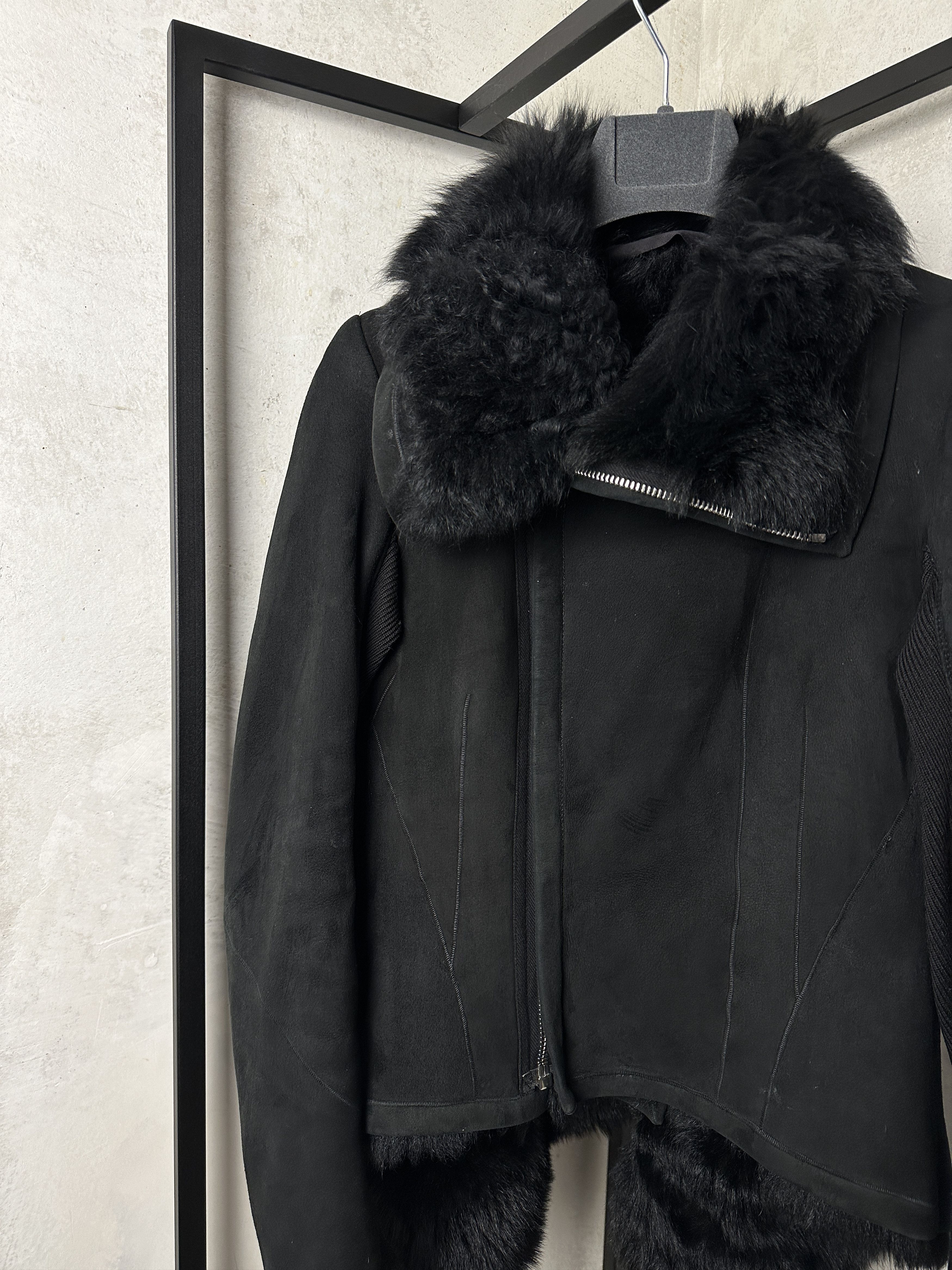 Rick Owens Rick Owens FW14 Naska Biker Black Shearling Jacket Size S / US 4 / IT 40 - 2 Thumbnail