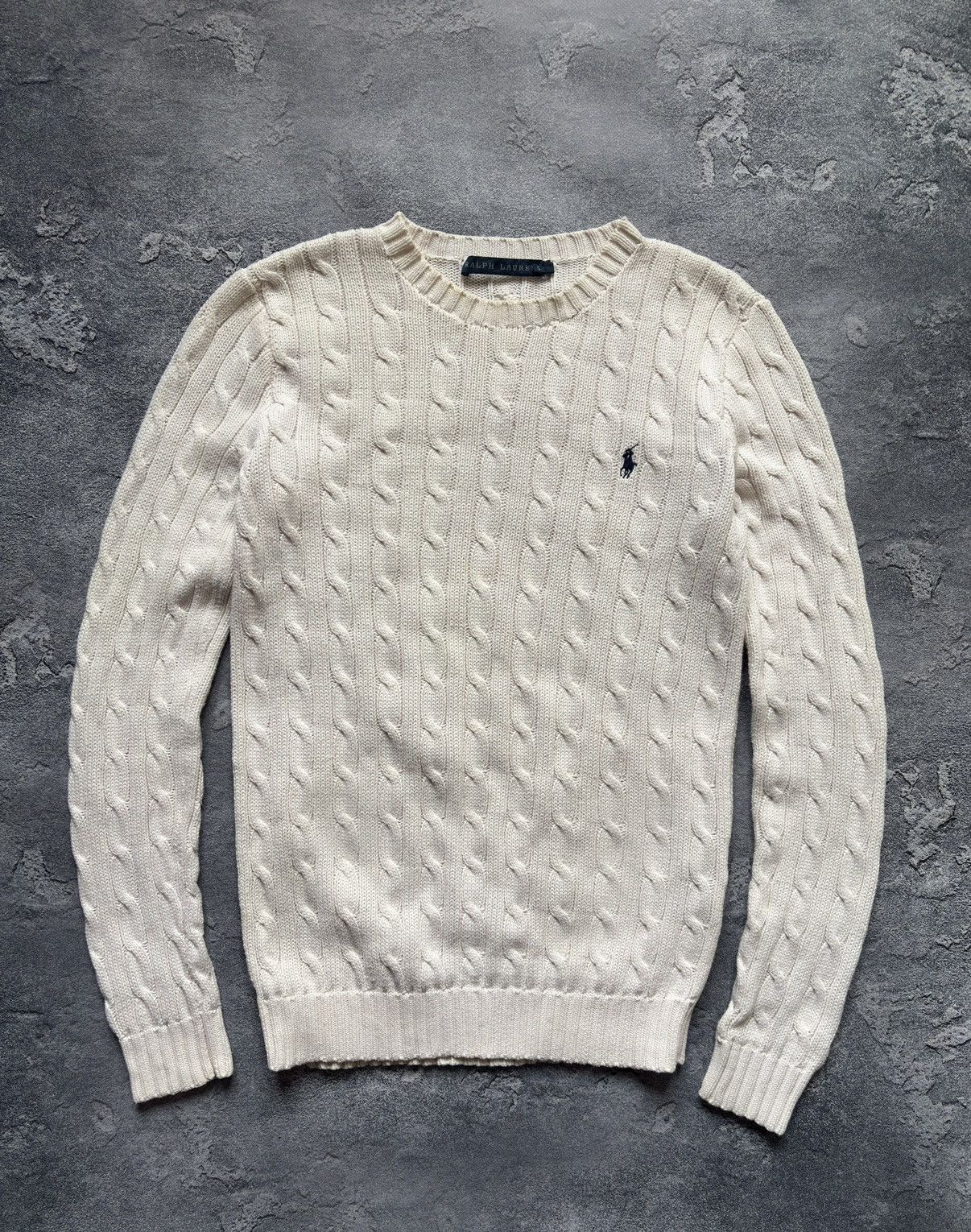 Polo Ralph Lauren Vintage Polo Ralph Lauren Luxury White Cable Knit Sweater Size S / US 4 / IT 40 - 1 Thumbnail