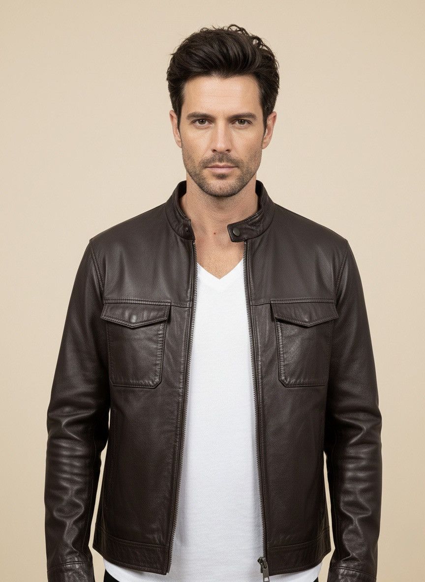 Leather snapfront jacket size medium