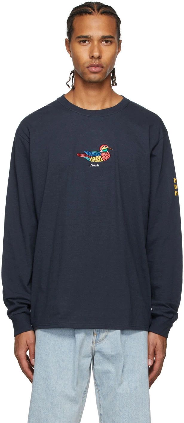 Noah BNWT Navy Embroidered Duck Long Sleeve T-Shirt Size US M / EU 48-50 / 2 - 1 Thumbnail