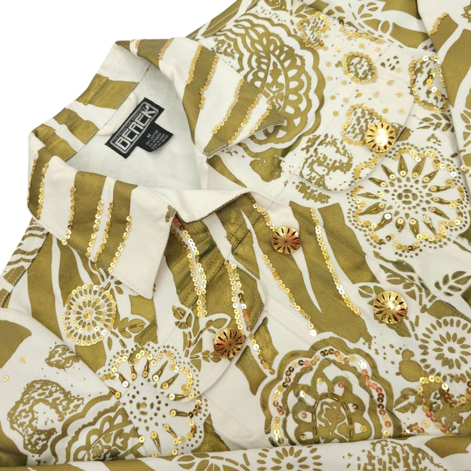 Other Berek Zebra Paisley Sequin Jacket M Vintage Snap Front Y2K Size M / US 6-8 / IT 42-44 - 18 Thumbnail