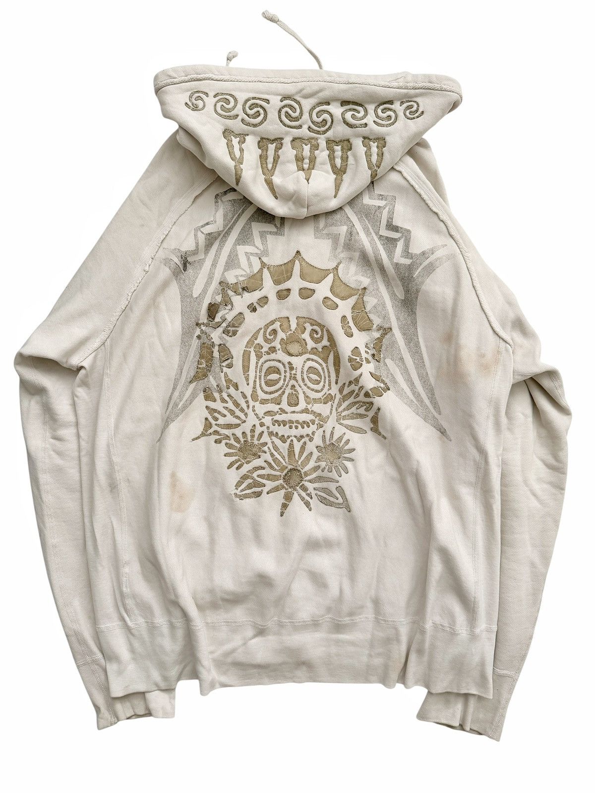 The Great China Wall 2000’s Patchwork Appliqué Skull Zip Hoodie Size US XXL / EU 58 / 5 - 2 Thumbnail
