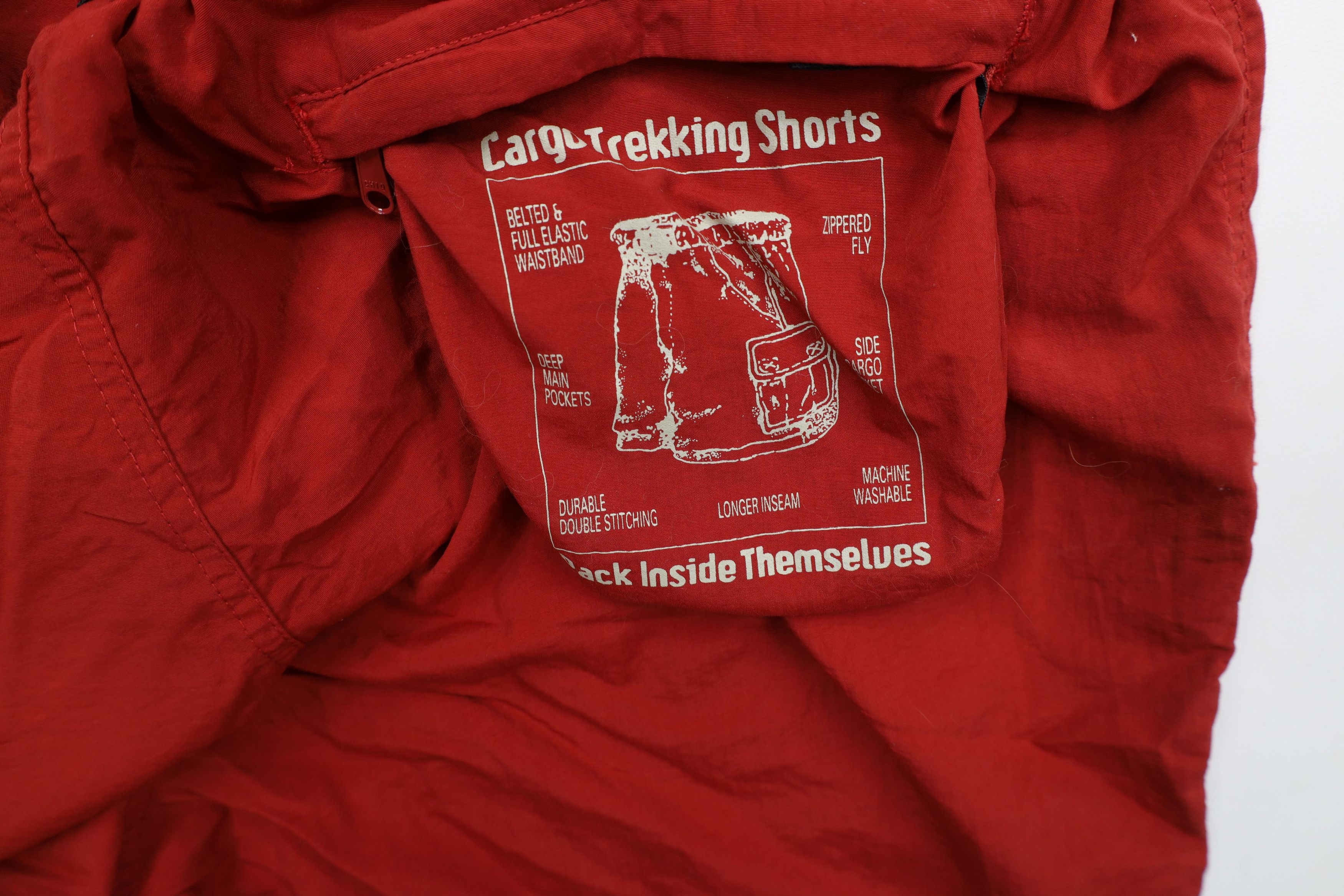 Vintage Vintage 90s Streetwear Belted Hiking Cargo Shorts Red Size US 34 / EU 50 - 12 Thumbnail