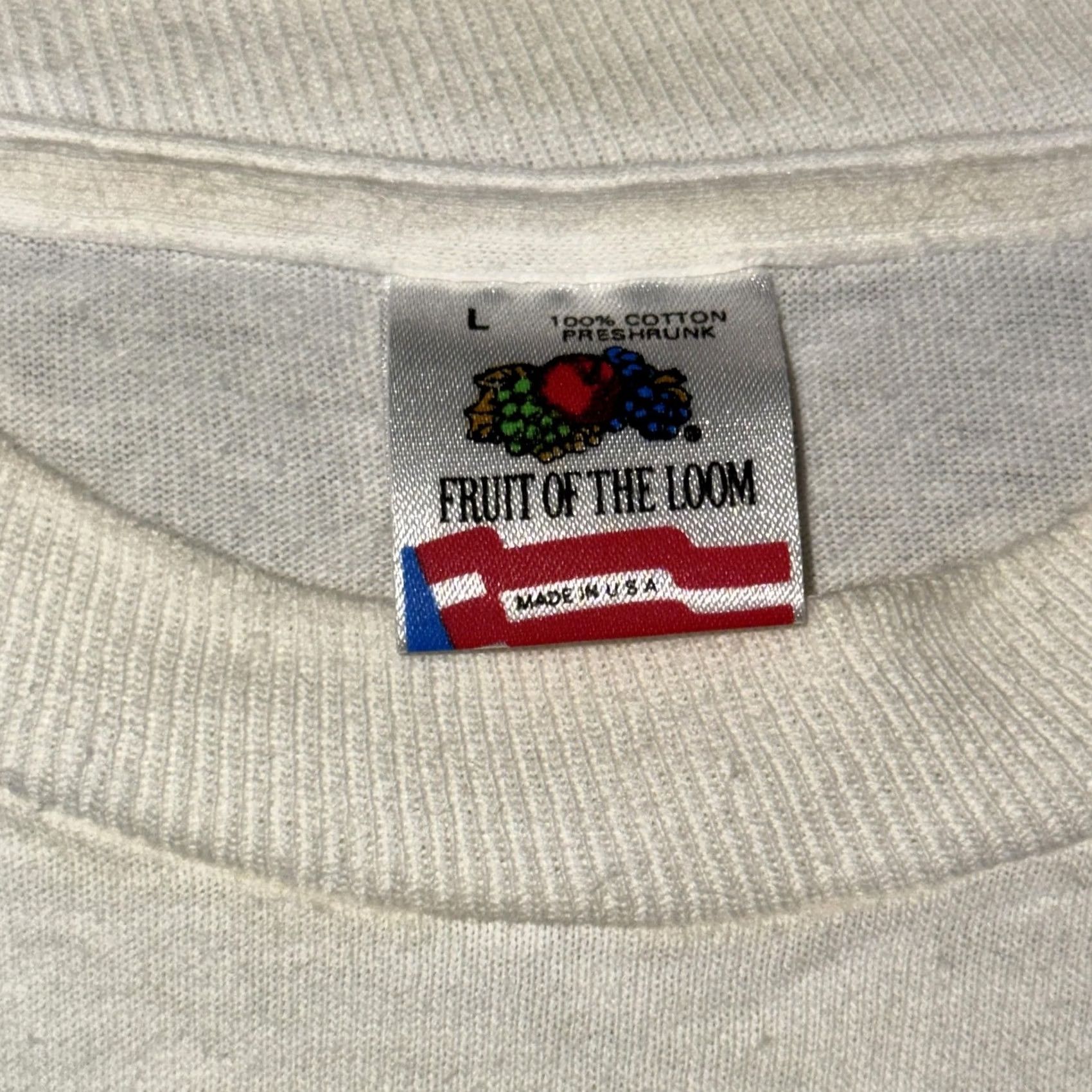 Fruit Of The Loom VINTAGE Fruit Of The Loom Shirt Mens Large White Japanese Kanji Freedom Tee USA Size US L / EU 52-54 / 3 - 3 Thumbnail