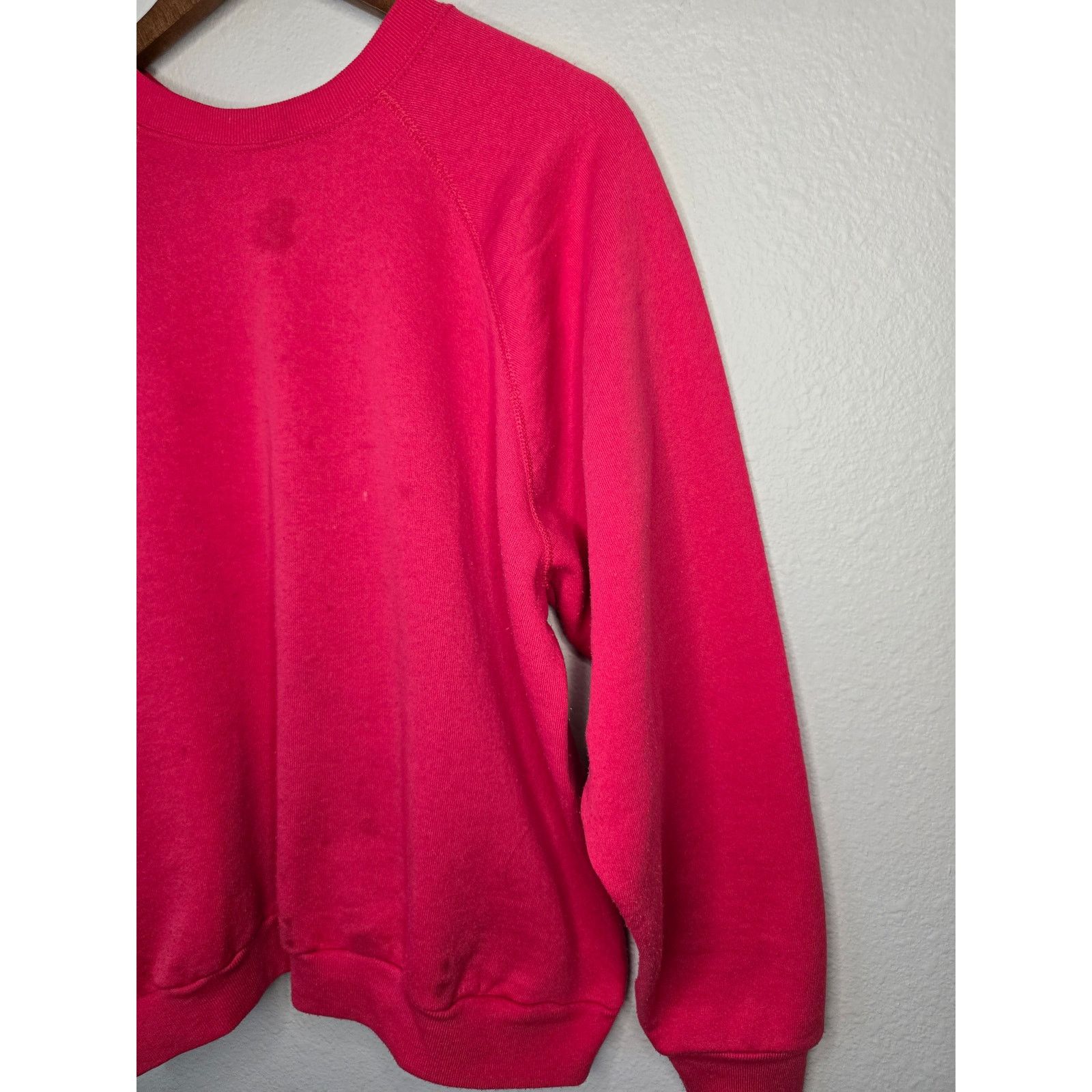 Tultex × Vintage Vintage Blank Sweater Tultex L Hot Pink Plain Sweatshirt 90s Size US L / EU 52-54 / 3 - 2 Thumbnail