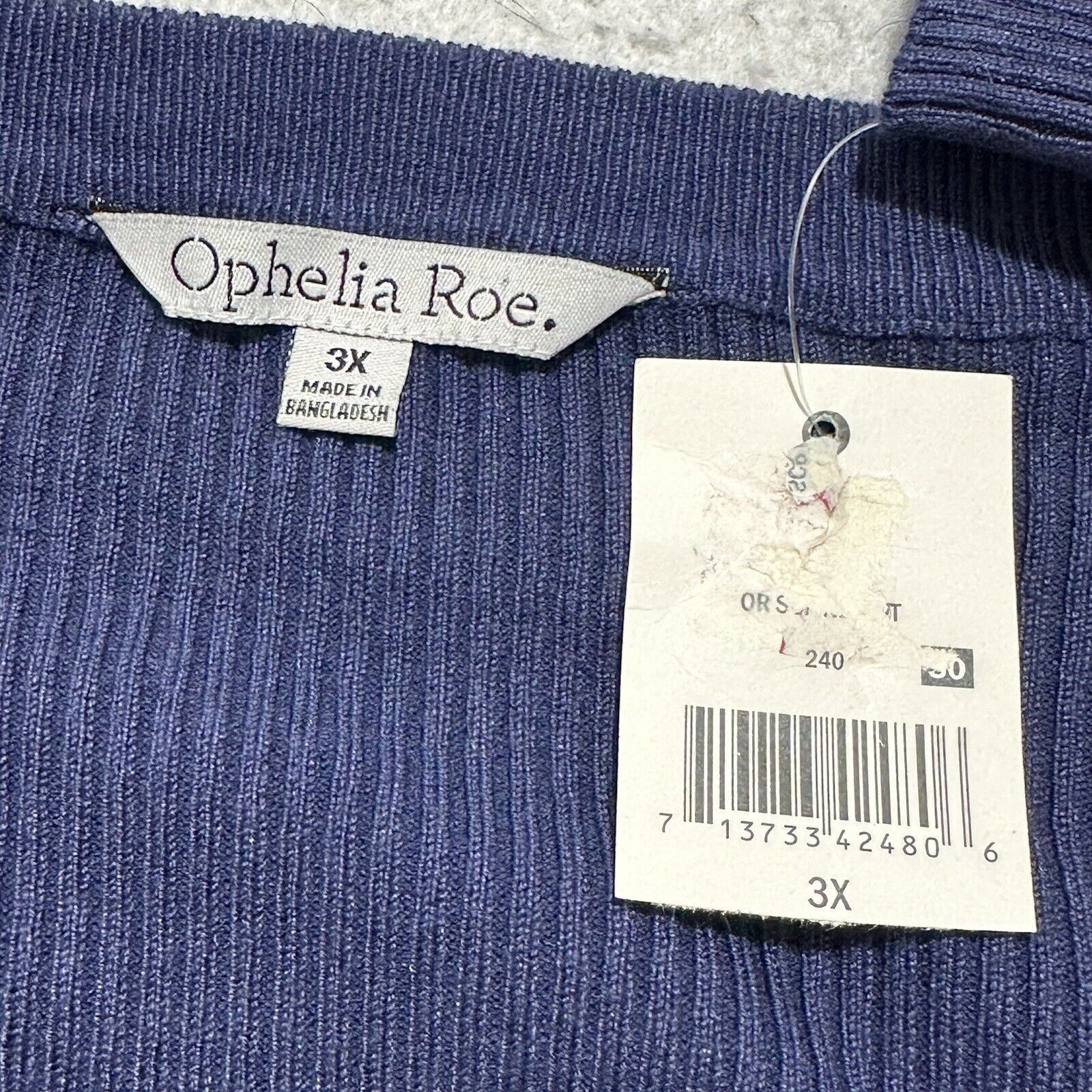 Other Ophelia Roe 3X Scoop Neck Ribbed Stretch Sweater Navy Size 3XL / US 20-22 - 3 Thumbnail
