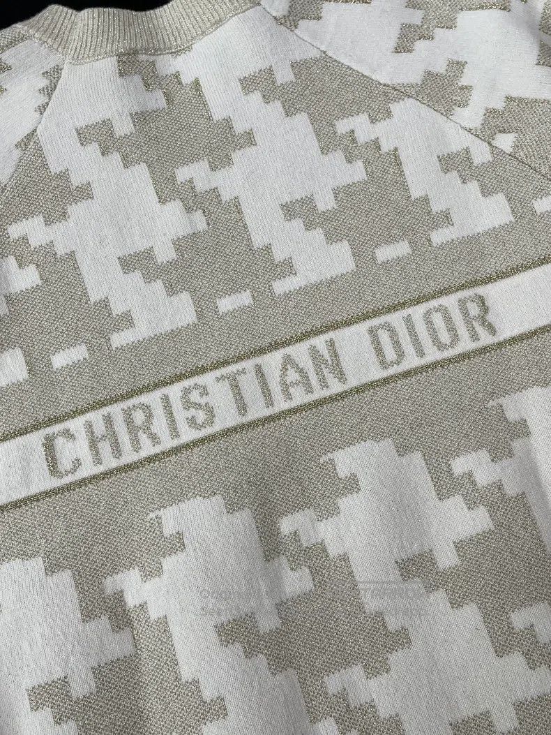 Dior Dior White gold checkered letter logo cashmere sweater Size XS / US 0-2 / IT 36-38 - 2 Thumbnail