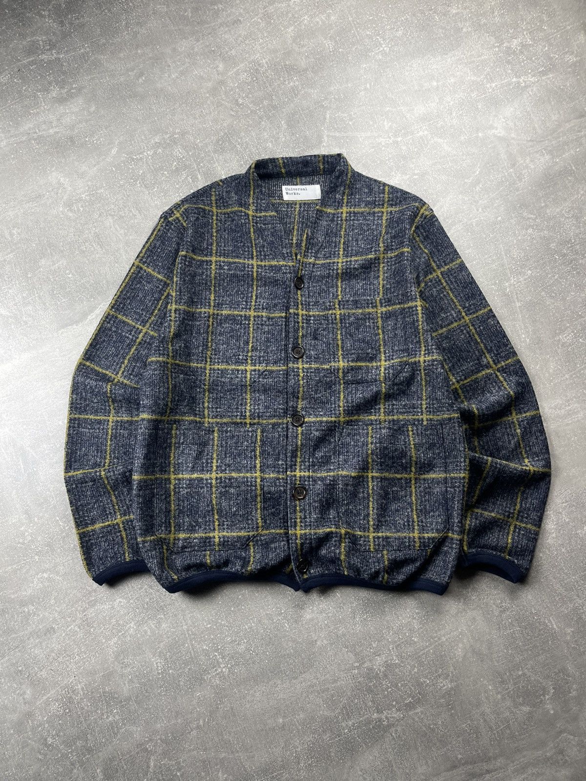 Universal Works Universal Works Bari Fleece Cardigan Navy Windowpane Check Size US M / EU 48-50 / 2 - 2 Thumbnail